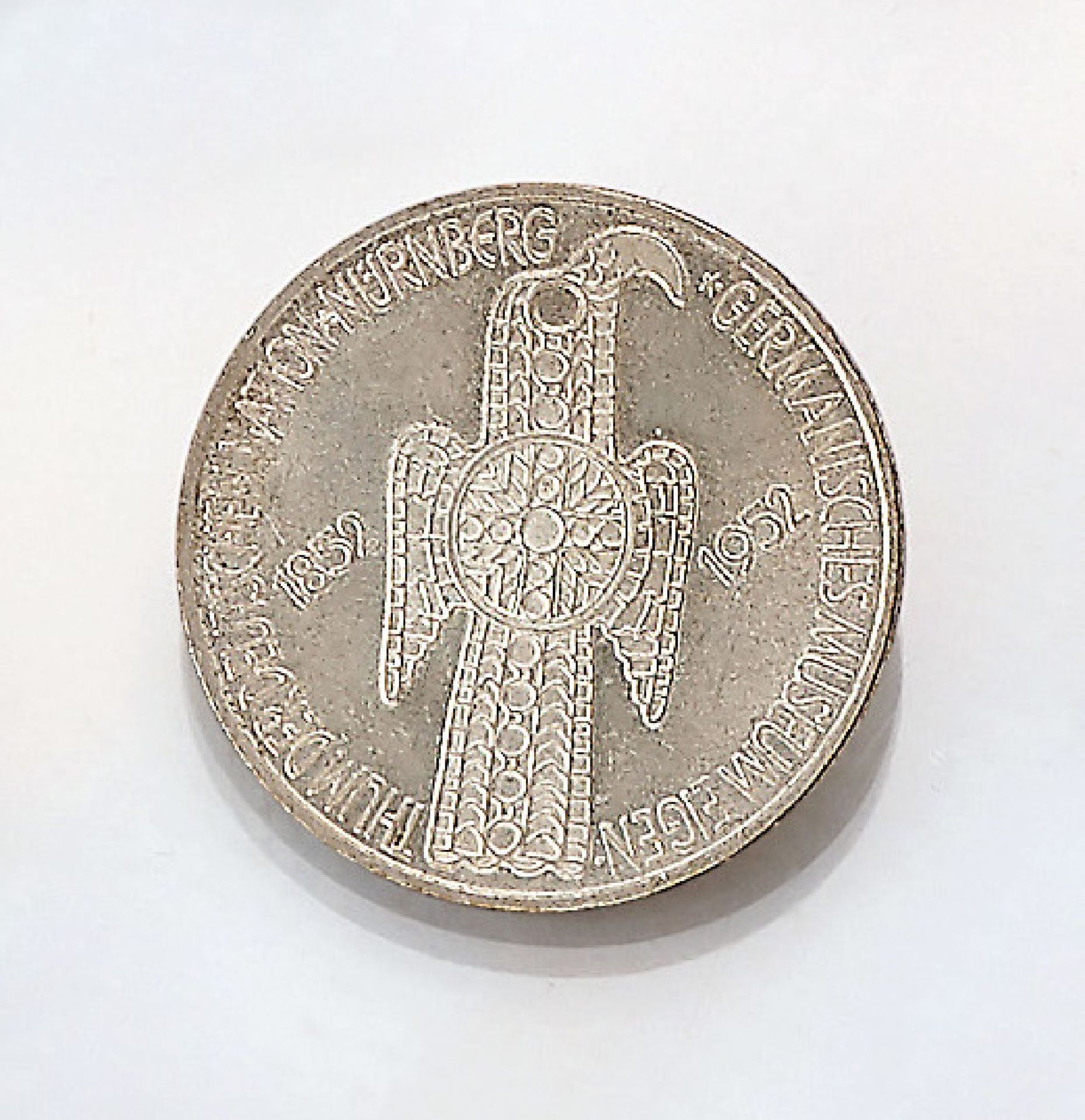 Silbermünze, 5 Mark, Deutschland, 1952, Germanisches Museum Nürnberg, Prägemarke DSilver coin, 5