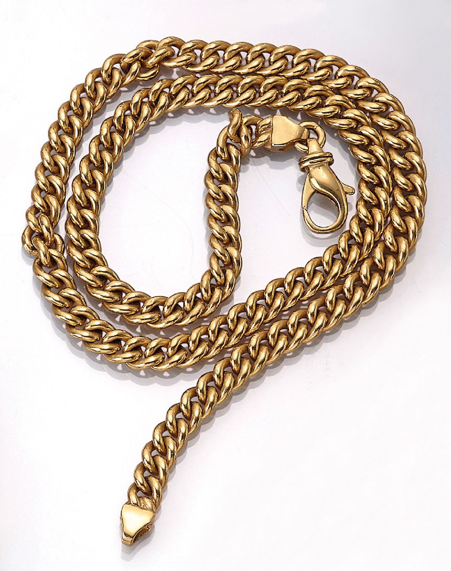 Massives 18 kt Gold Rundpanzercollier, total ca. 75 g, L. ca. 46 cm, KarabinerschließeSolid 18 kt