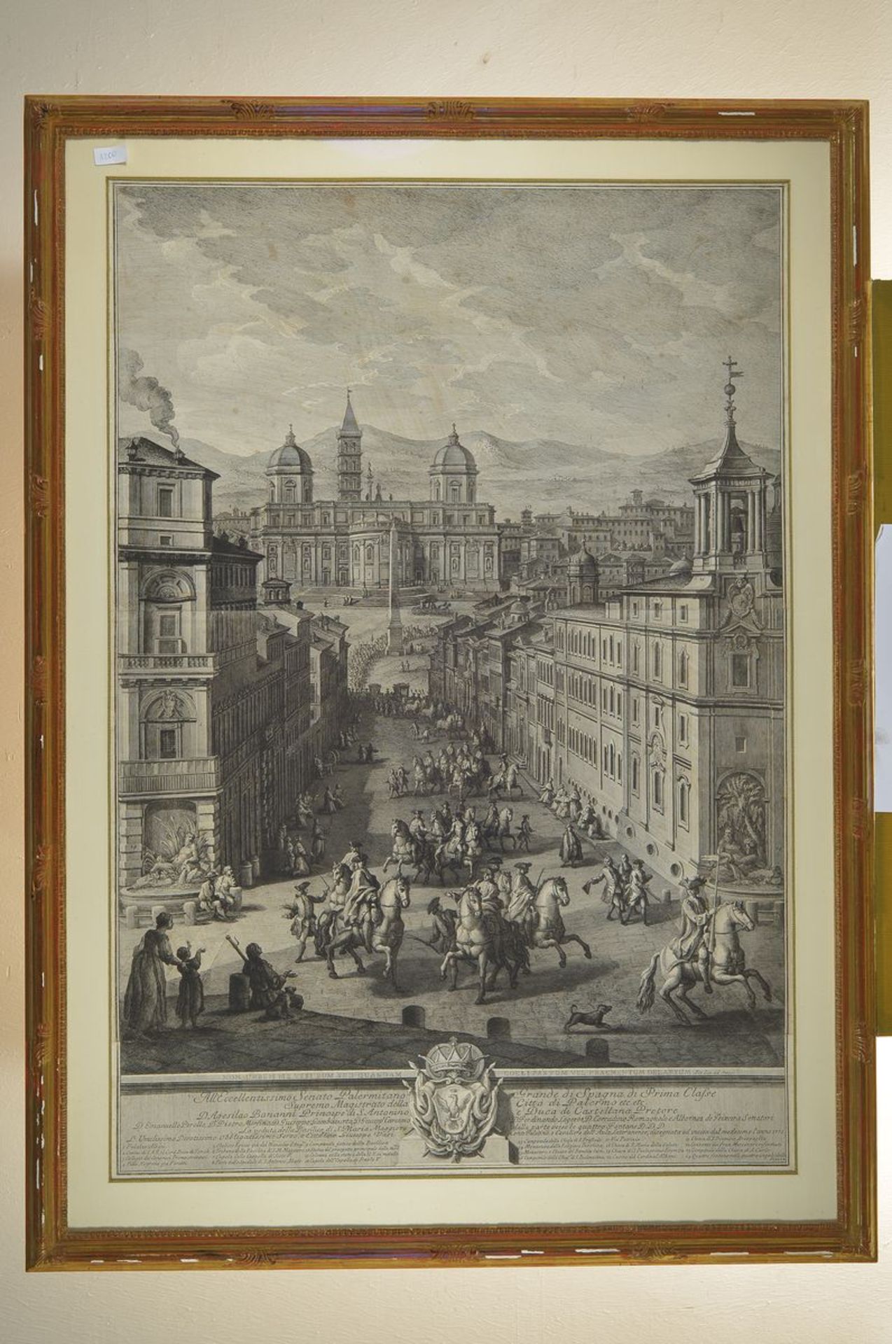 Guiseppe Vasi, 1710-82, großer Kupferstich, Grande di Spagna di Prima Clafse citta di Palermo etc. - Bild 2 aus 2