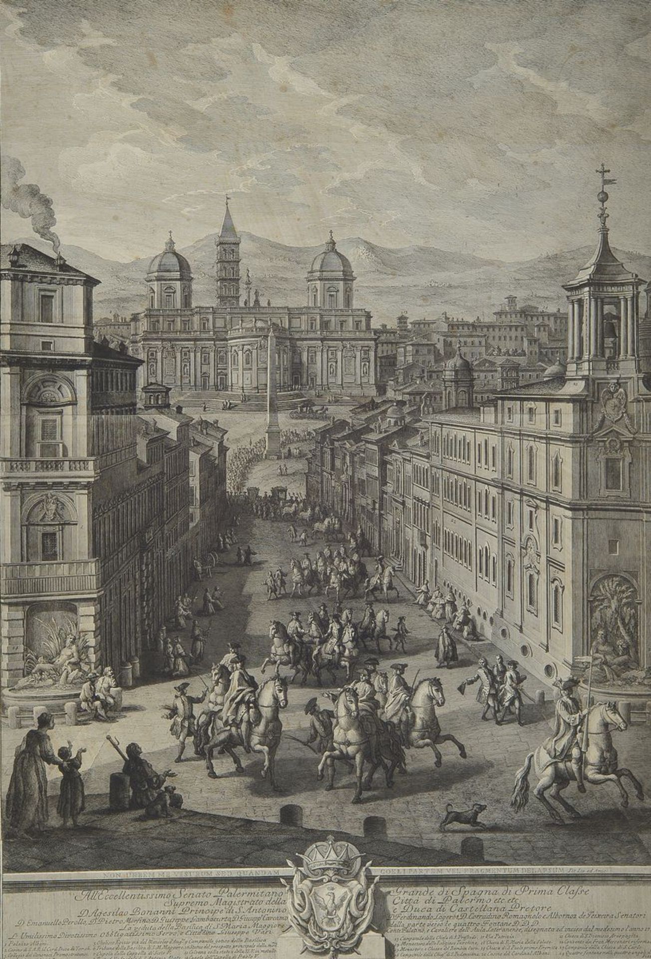 Guiseppe Vasi, 1710-82, großer Kupferstich, Grande di Spagna di Prima Clafse citta di Palermo etc.