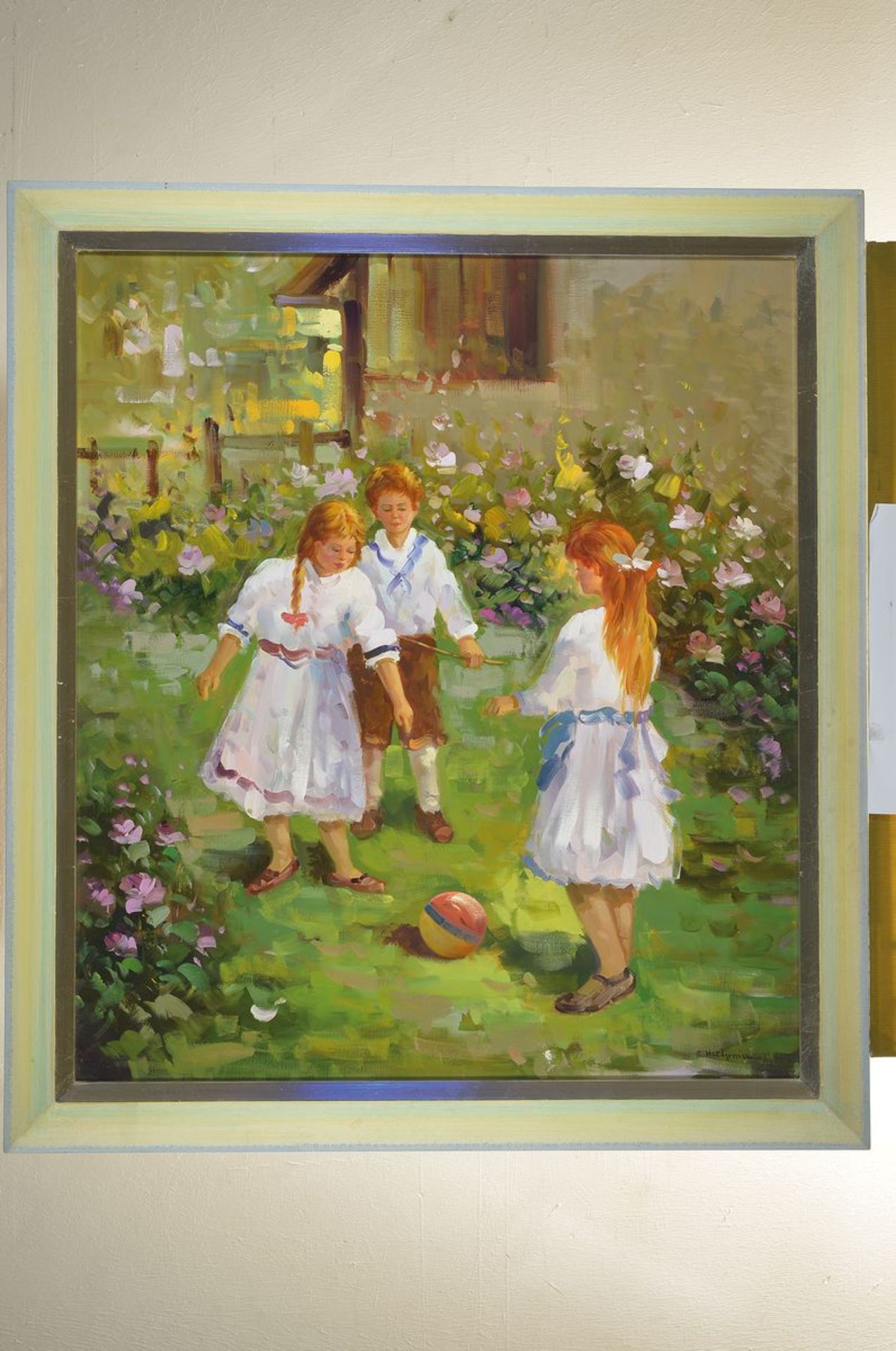 Hamid Mehrnia, geb. 1942, Kinder im Garten, Öl/Lwd, rechts unten signiert, ca. 80x70cm/92x82cm, R. - Bild 3 aus 3