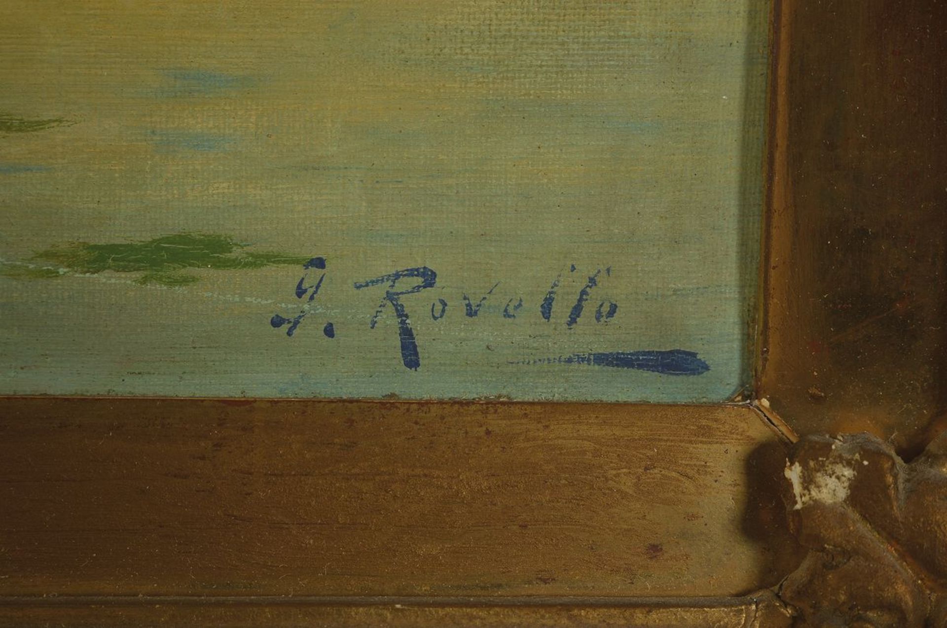 G. Rovello, italienischer Maler des 19. Jh., Fischerboote vor Venedig, Öl/Lwd, rechts unten - Bild 2 aus 3