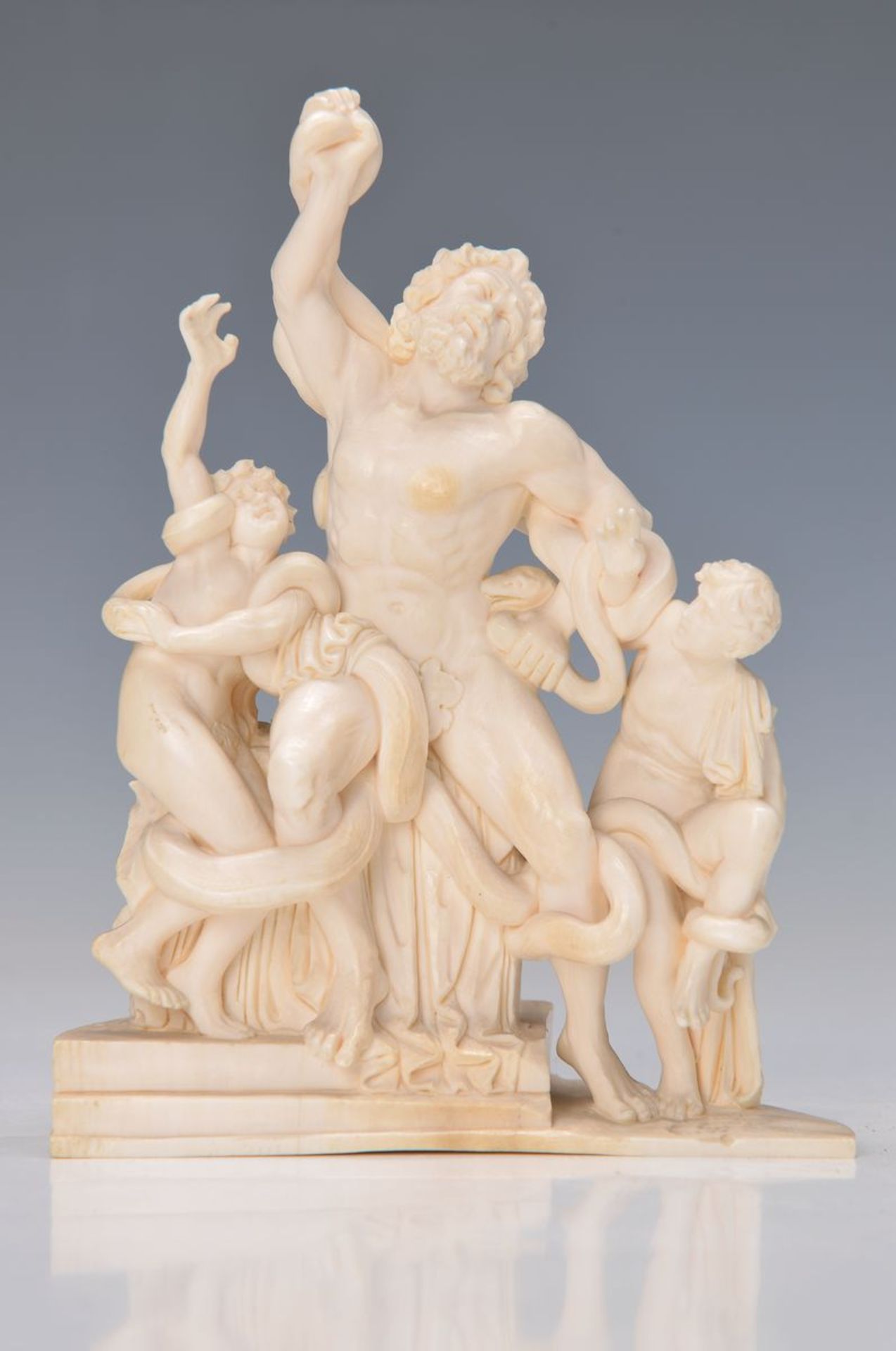 Elfenbeinskulptur, wohl deutsch, um 1880, Lacoon und seine Söhne, nach Vorbild der hellenistischen
