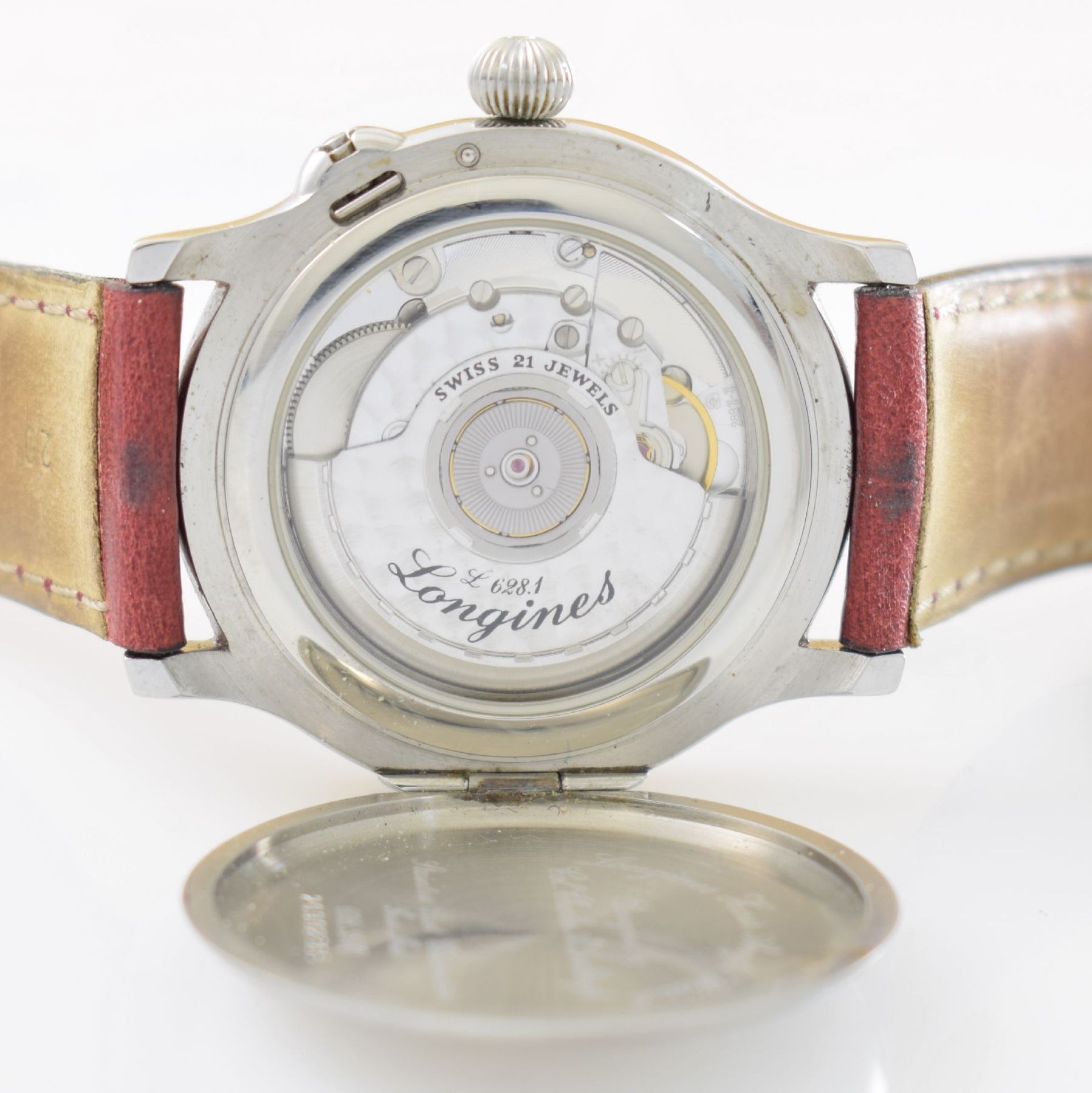 LONGINES Lindbergh Herrenarmbanduhr in Stahl, Schweiz um 1994, Automatik, pol. Geh. m. rücks. - Bild 8 aus 10