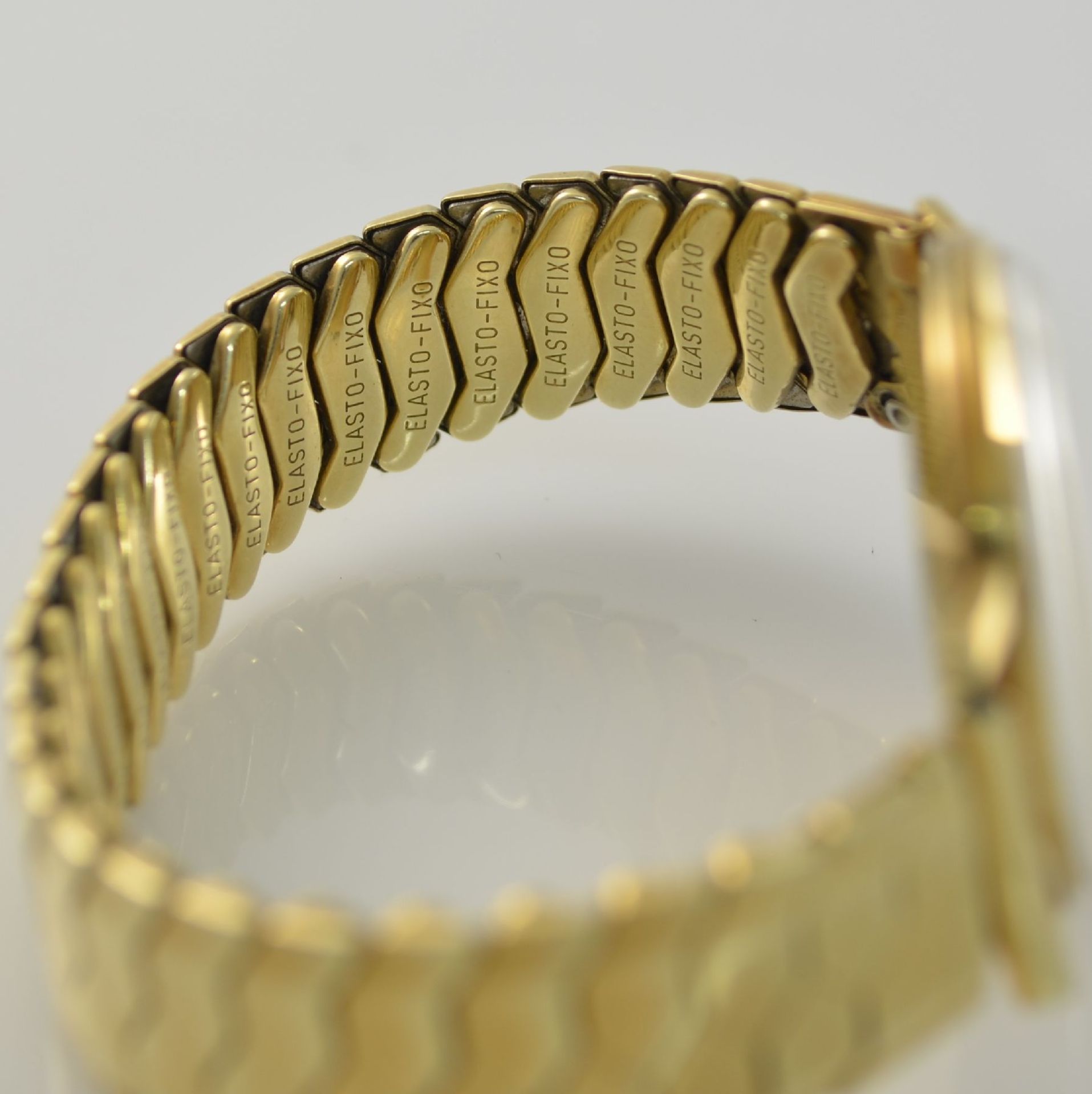 EXCELLENT Herrenarmbanduhr in GG 585/000 an Elasto-Fixo Band mit 585/000 GG Schale, Schweiz um 1960, - Bild 7 aus 8