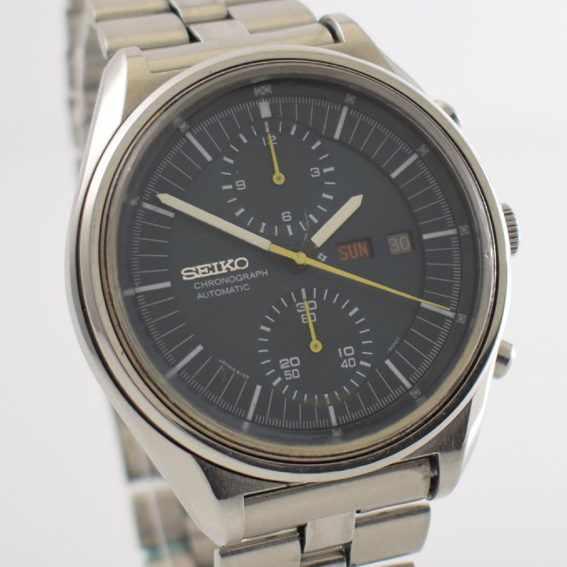 SEIKO Herrenarmbanduhr mit Chronograph in Stahl, Japan um 1975, Automatik, Ref. 6138- 3002, verschr. - Bild 6 aus 6