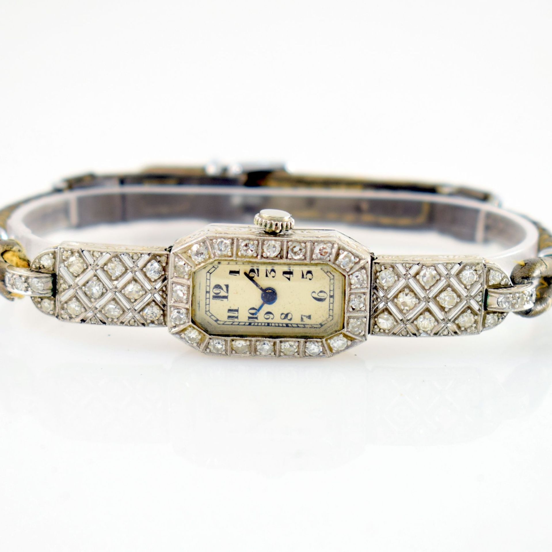 PAUL DITISHEIM Art Deco Damenarmbanduhr in Platin mit Diamanten, Handaufzug, Schweiz um 1935, - Bild 2 aus 7