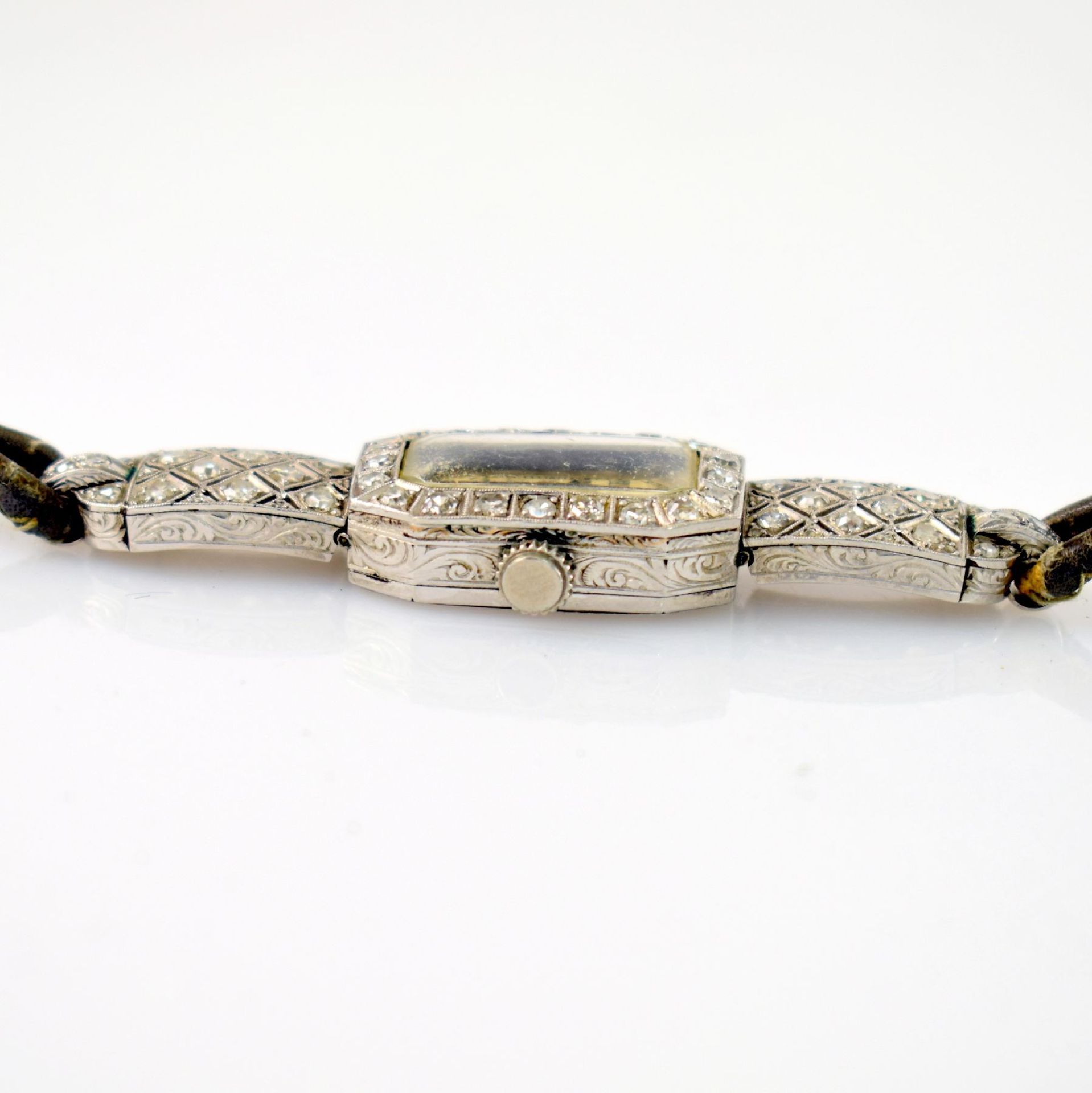 PAUL DITISHEIM Art Deco Damenarmbanduhr in Platin mit Diamanten, Handaufzug, Schweiz um 1935, - Bild 5 aus 7