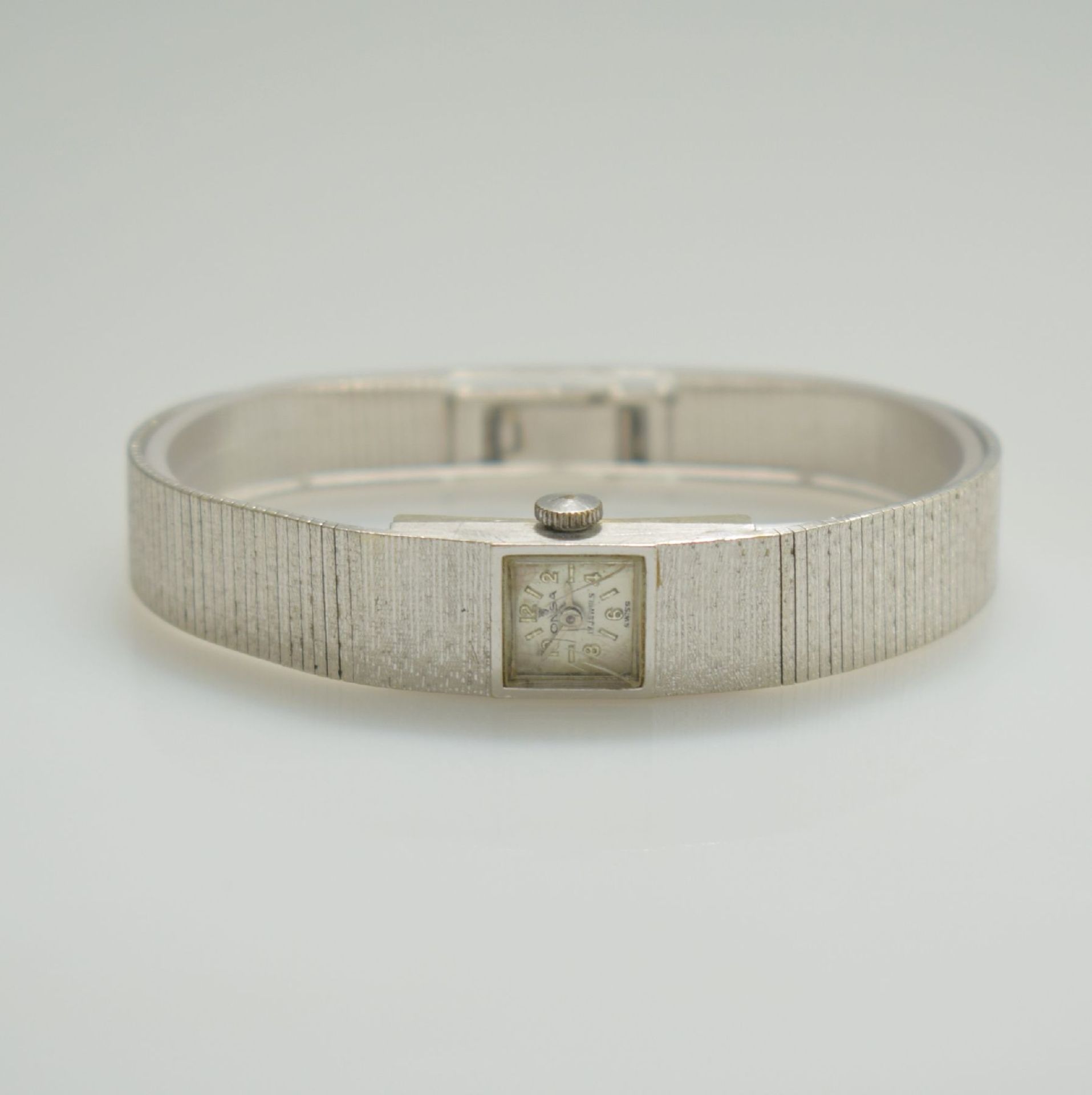 ONSA Damenarmbanduhr in WG 585/000, Schweiz um 1960, Handaufzug, Boden gedr., Band in WG 585/000,