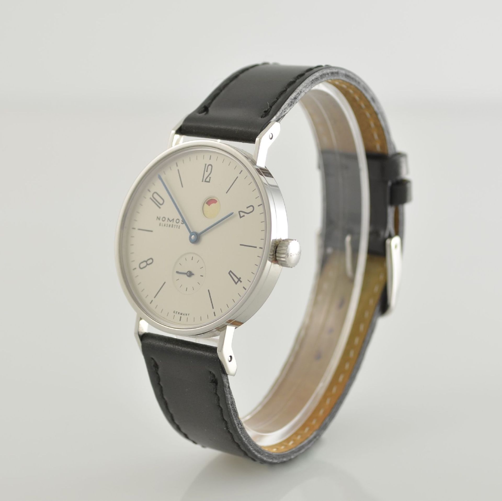 NOMOS Tangente Herrenarmbanduhr mit Gangreserveanzeige, Deutschland um 2010, Handaufzug, beids. - Bild 3 aus 6