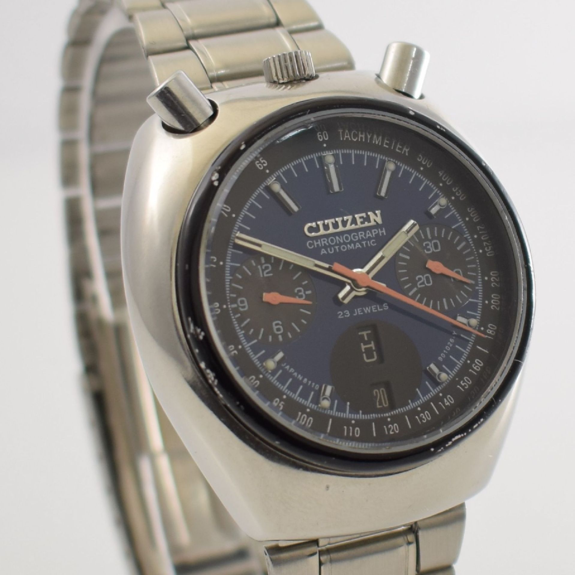 CITIZEN Automatikchronograph sog. Bullhead, Automatik, Ref. 4-901177 K, Japan um 1970, Metallgeh. - Bild 6 aus 6