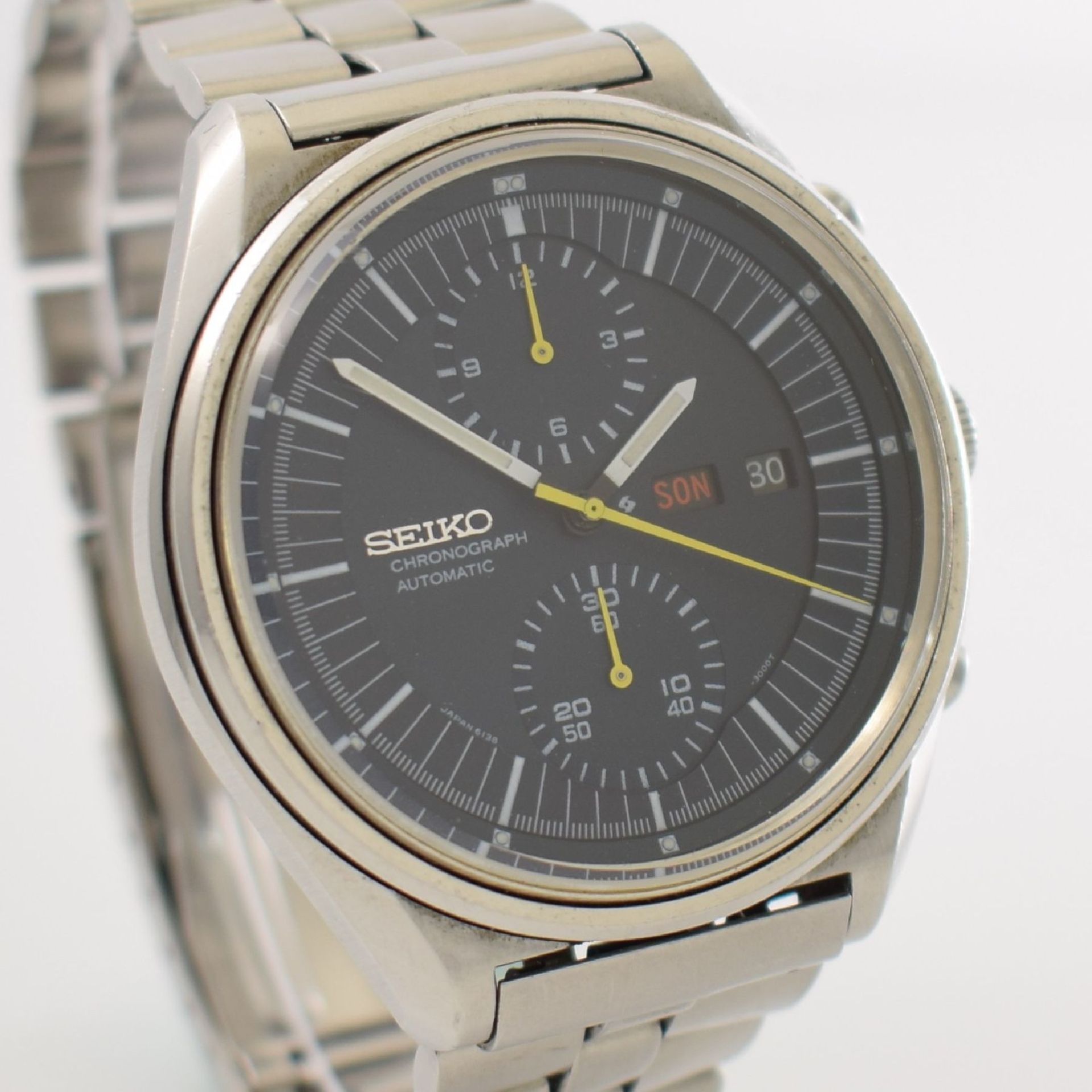 SEIKO Herrenarmbanduhr mit Chronograph in Stahl, Japan um 1975, Automatik, Ref. 6138- 3002, verschr. - Bild 6 aus 6