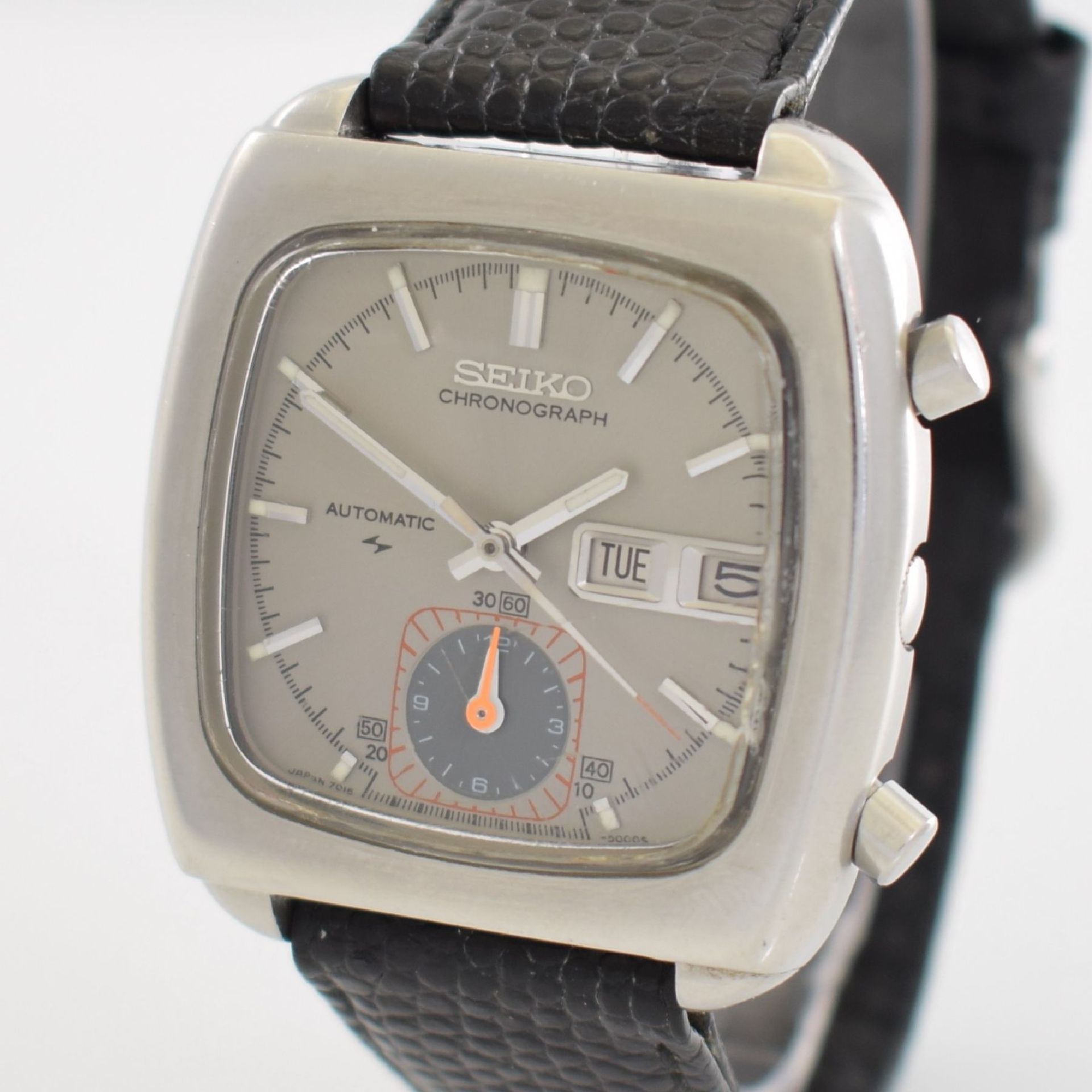 SEIKO seltener Flyback-Chronograph mit Stunden- & Minutenzähler bei 6, Japan um 1975, Automatik, - Bild 4 aus 10