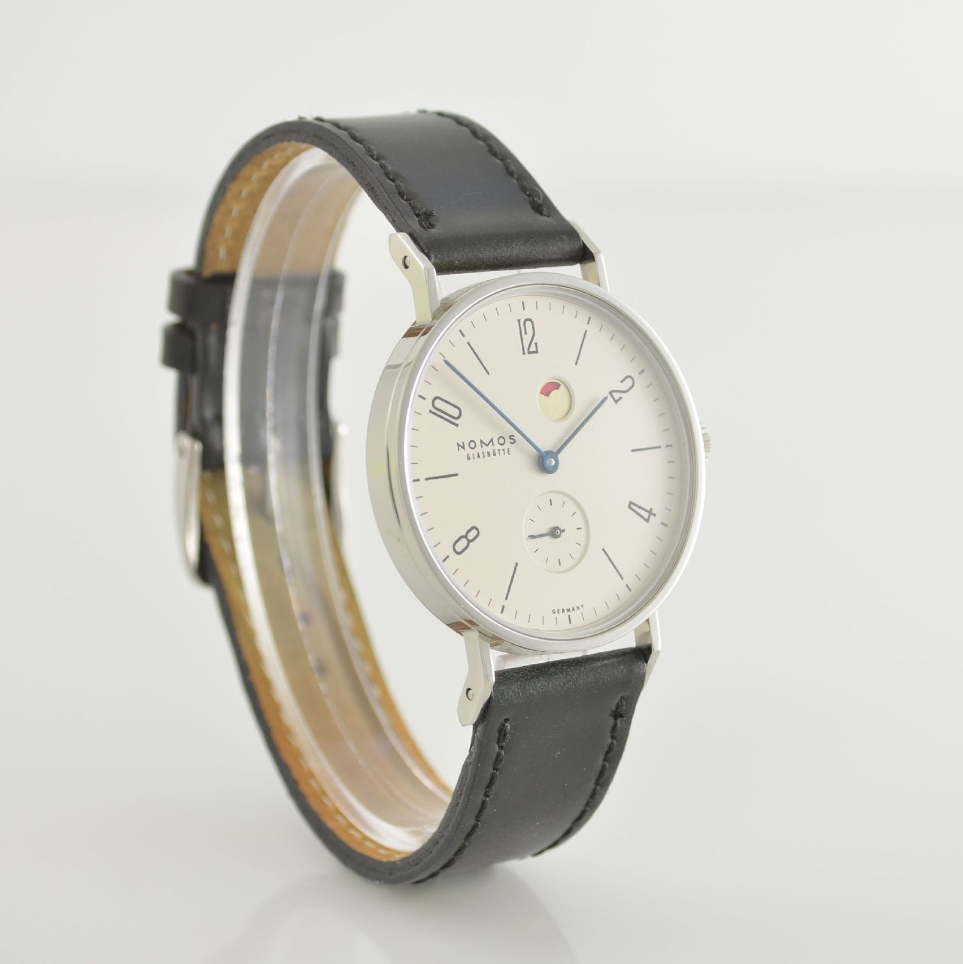 NOMOS Tangente Herrenarmbanduhr mit Gangreserveanzeige, Deutschland um 2010, Handaufzug, beids. - Bild 4 aus 6