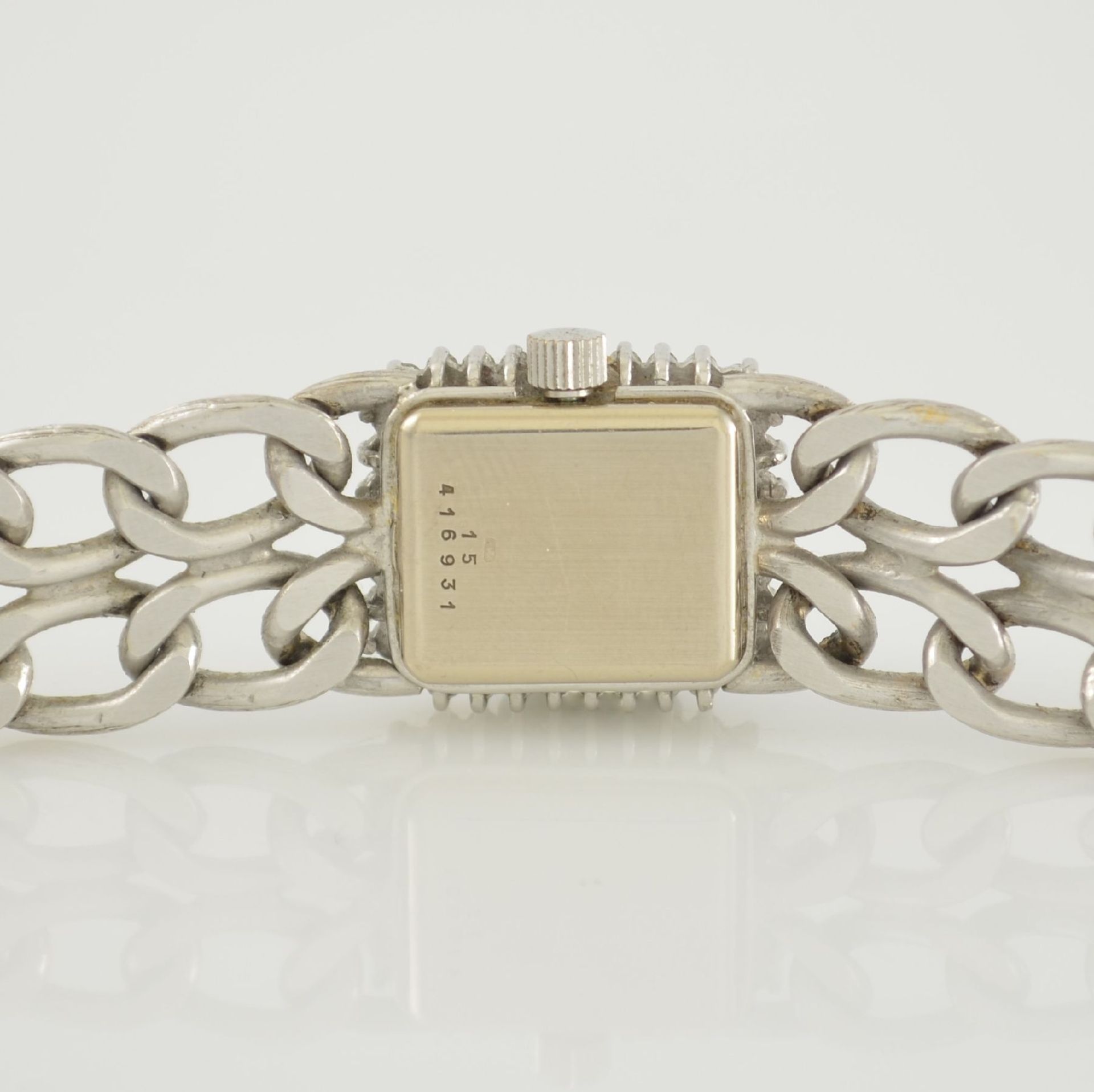 LONGINES Damenarmbanduhr in WG 750/000, Schweiz 1960er Jahre, Handaufzug, Lünette m. Diamanten, - Bild 5 aus 7