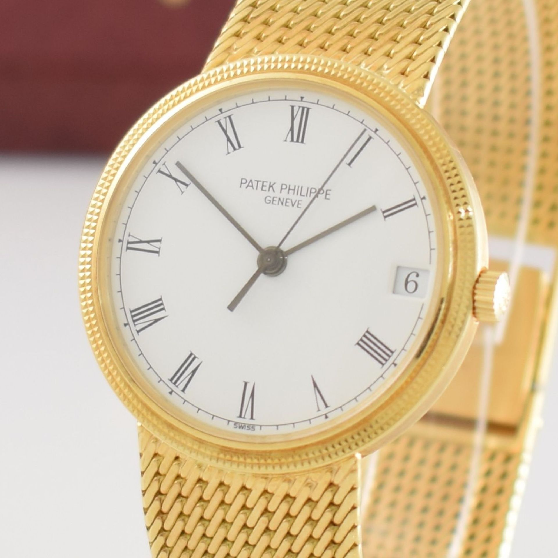 PATEK PHILIPPE feine Herrengoldbanduhr Modell Calatrava Ref. 3802/205, Schweiz um 2000, Automatik, - Bild 5 aus 10