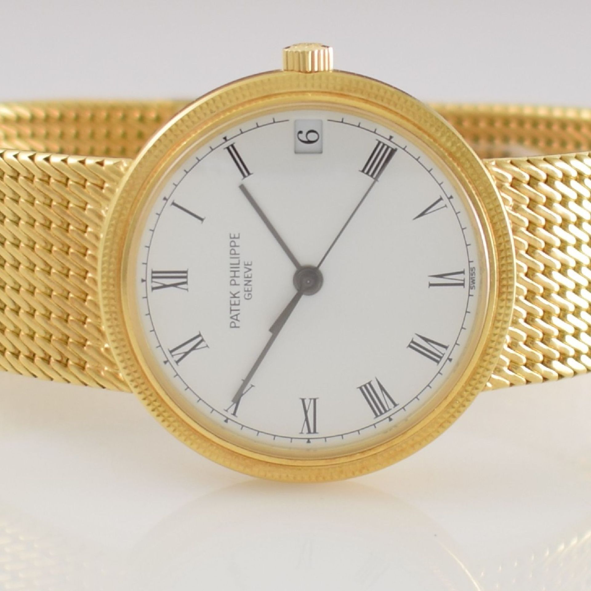 PATEK PHILIPPE feine Herrengoldbanduhr Modell Calatrava Ref. 3802/205, Schweiz um 2000, Automatik, - Bild 3 aus 10