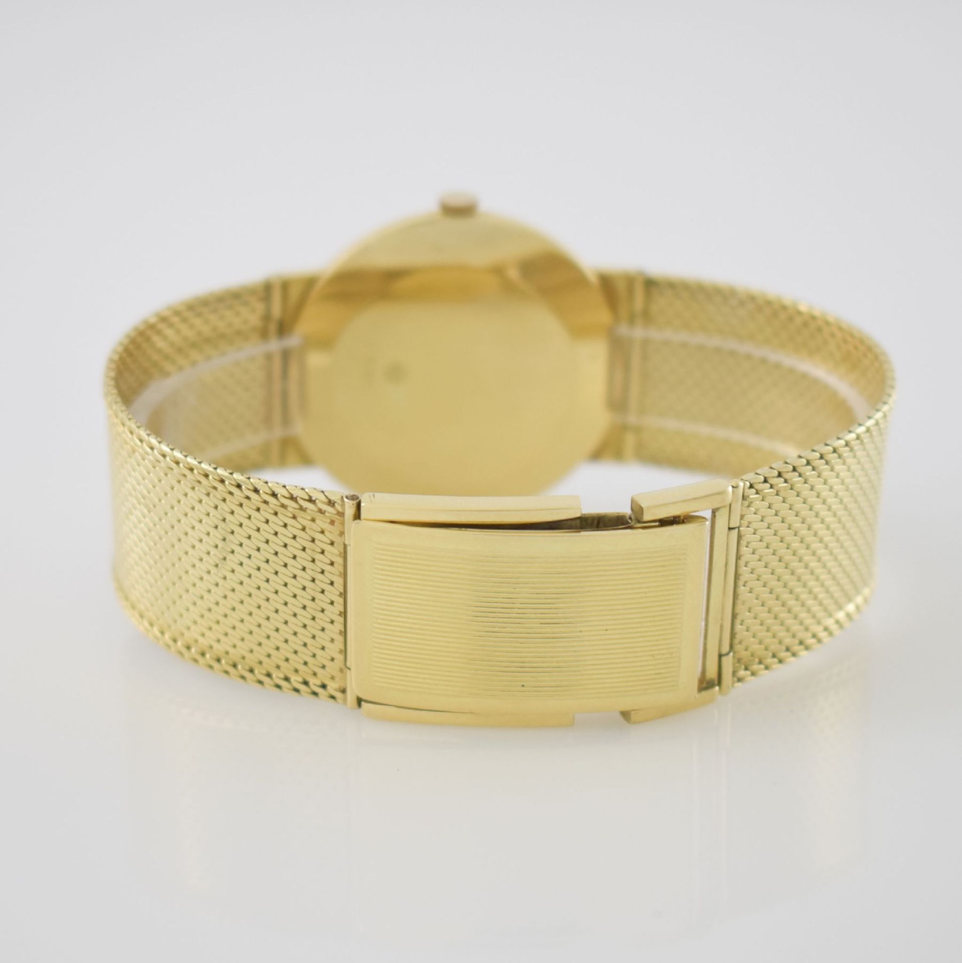 Herrenarmbanduhr in GG 585/000 mit GG 585/000 Milanaiseband, Deutschland um 1965, Handaufzug, - Bild 5 aus 8