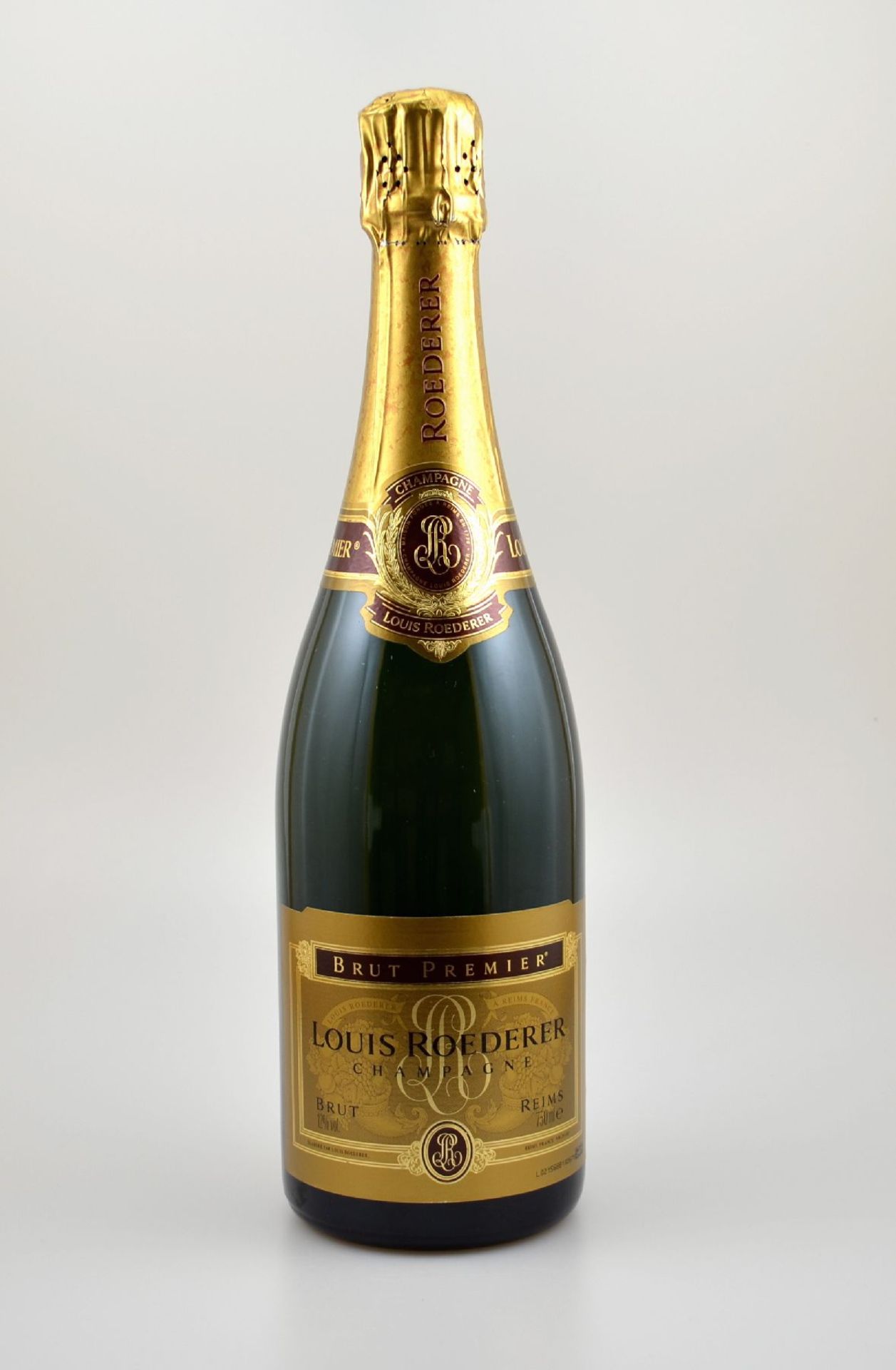 1 Flasche Louis Roederer Champagner, Reims, Brut Premier, ca. 75 cl, 12 % Vol., Abstand zwischen