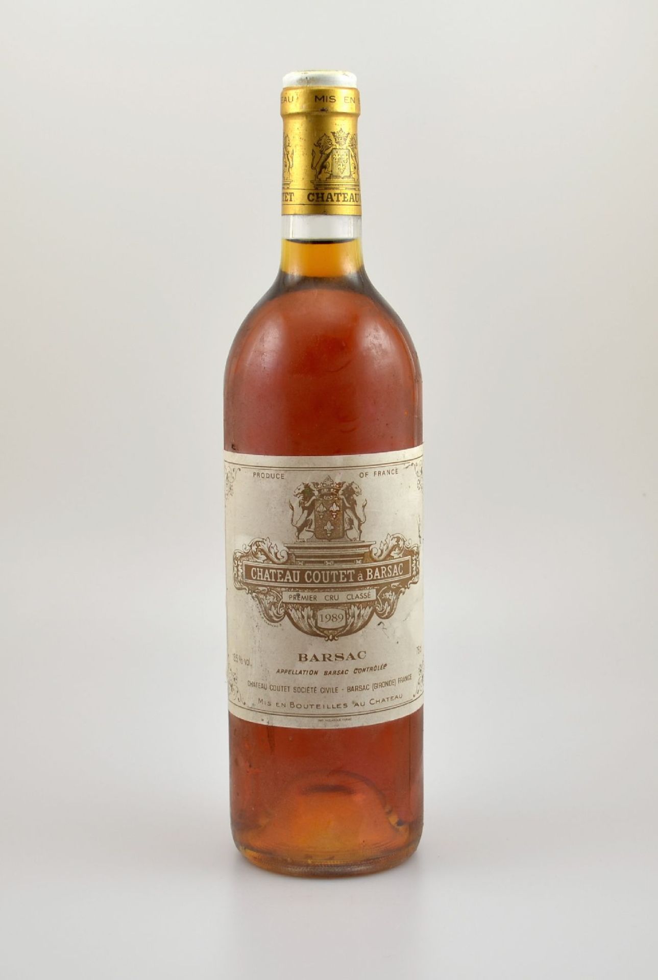 1 Flasche 1989 Chateau Coutet a Barsac, Barsac, Premier Cru Classe, ca. 75 cl, 13,5 % Vol.,