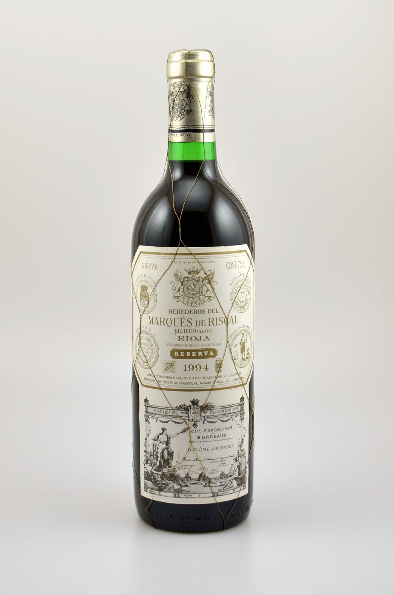 1 Flasche 1994 Marques de Riscal Reserva, Rioja, ca. 75 cl, 12,5 % Vol., Füllstand: ca. into neck,