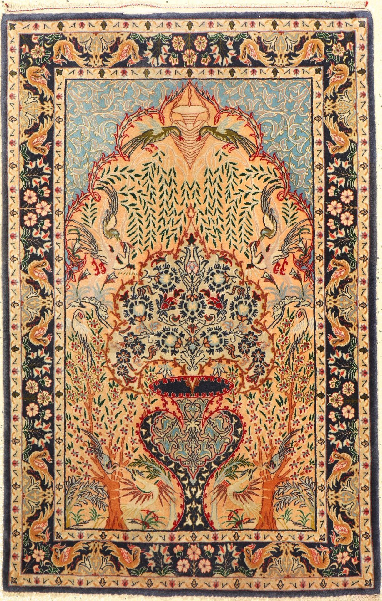 Esfahan fein, Persien, ca. 30 Jahre, Korkwolle mit und auf Seide, ca. 109 x 71 cm, EHZ: 2Fine