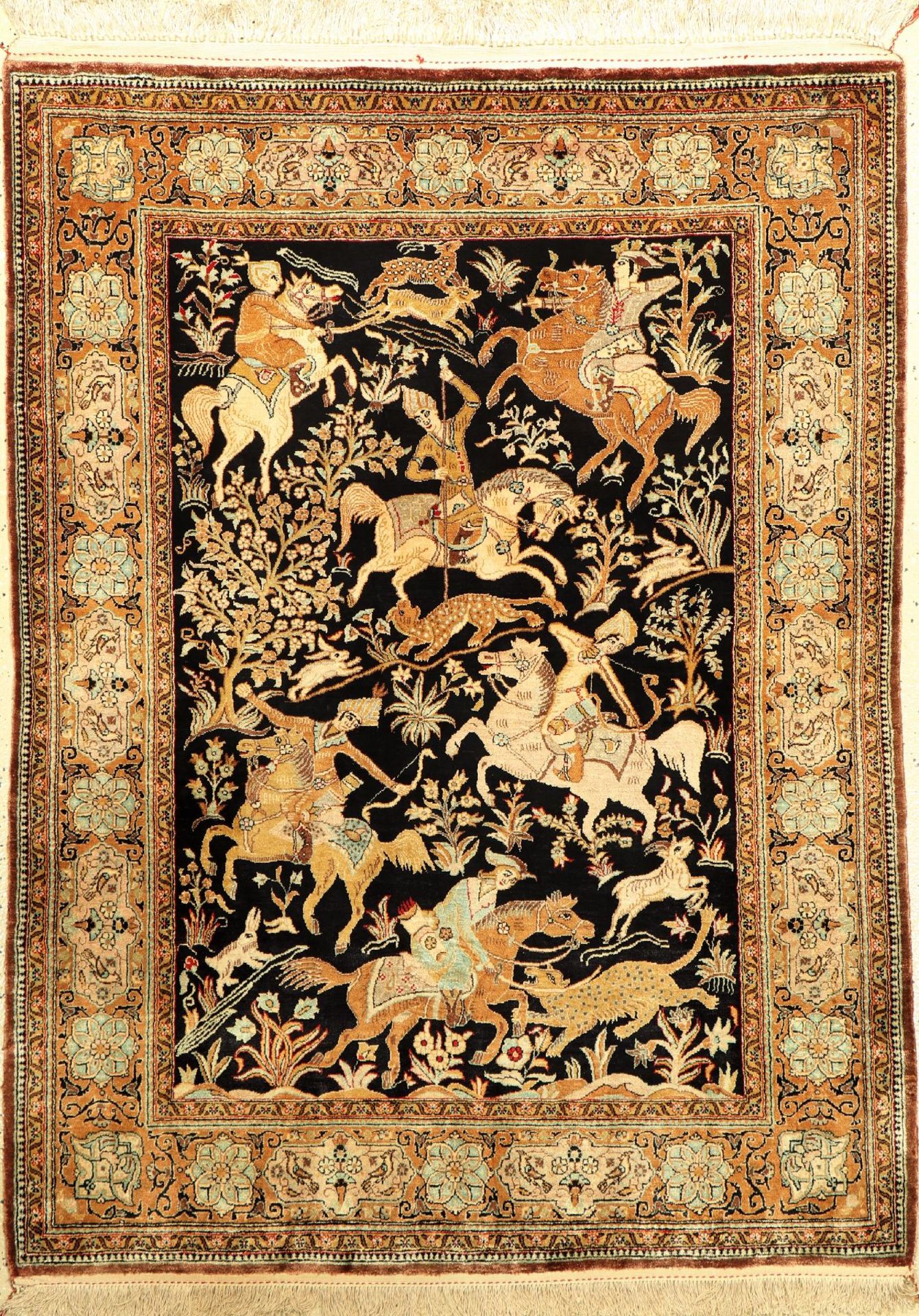 Ghom Seide, Persien, ca. 50 Jahre, reine Naturseide, ca. 153 x 112 cm, EHZ: 2Silk Qum Rug ,