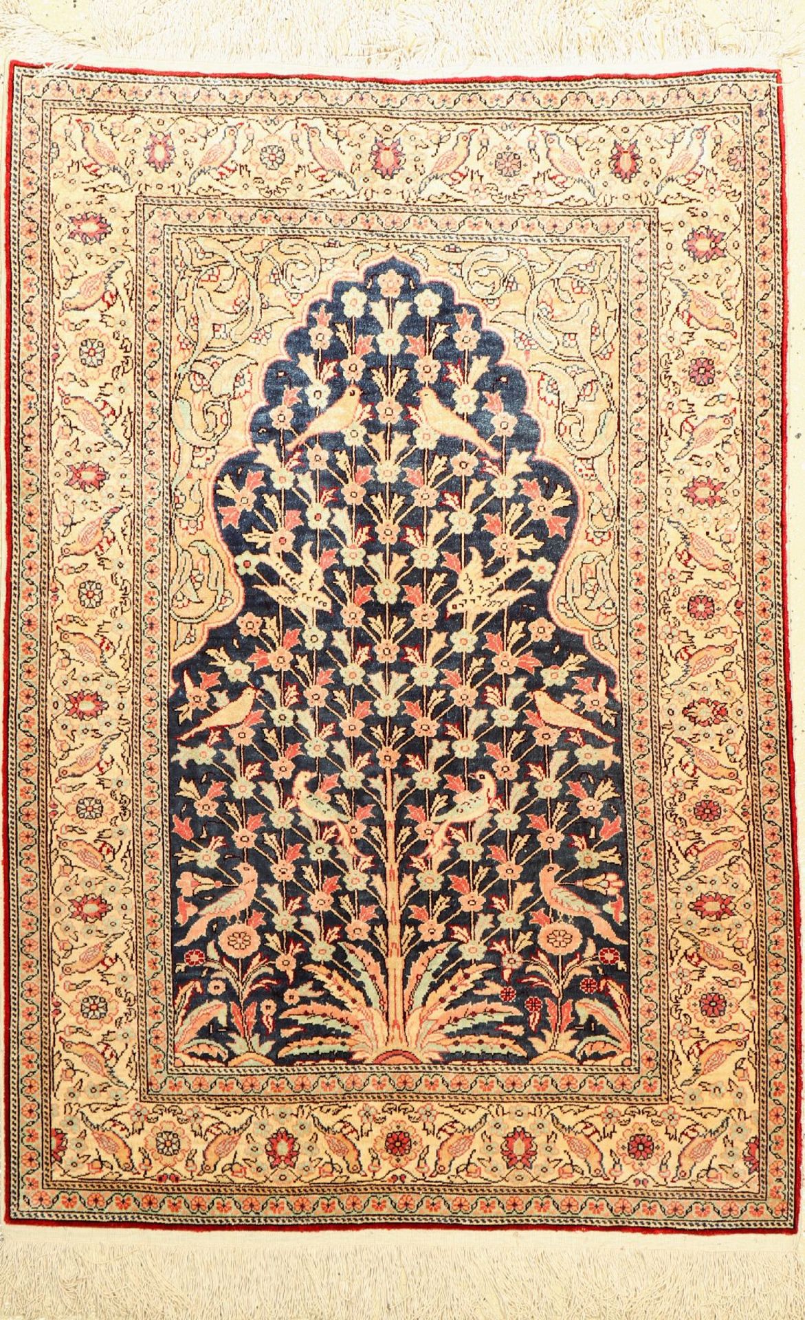 Kaisery Seide, Türkei, ca. 40 Jahre, reine Naturseide, ca. 123 x 84 cm, EHZ: 2Kaisery Silk Rug ,
