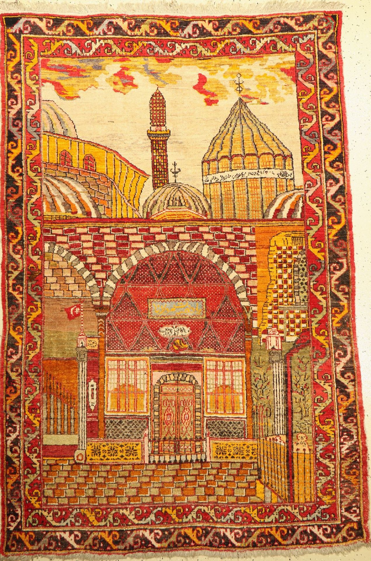 Sivas "Bildteppich" alt, (Mevlana), Türkei,um 1930, Wolle auf Wolle, ca. 216 x 144 cm, EHZ: