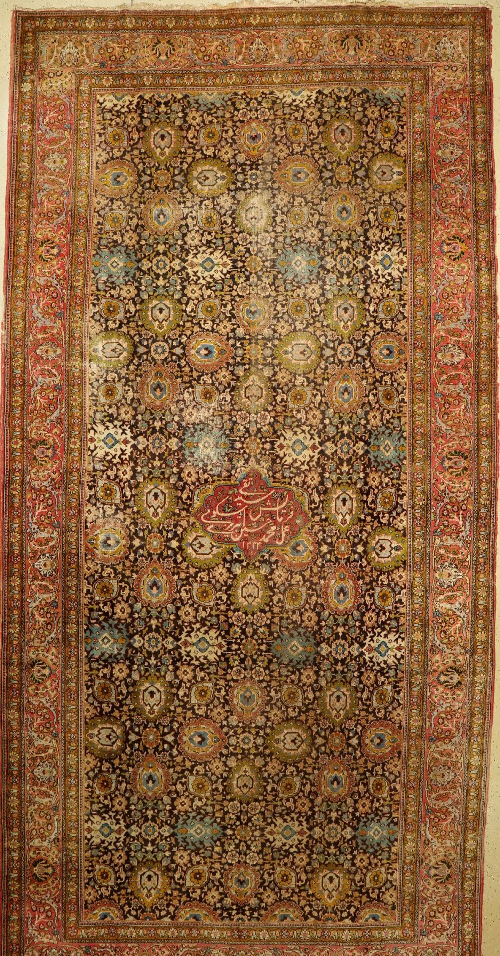 Täbriz antik datiert, Persien, um 1900, Wolle auf Baumwolle, ca. 557 x 268 cm, EHZ: 4-5 (