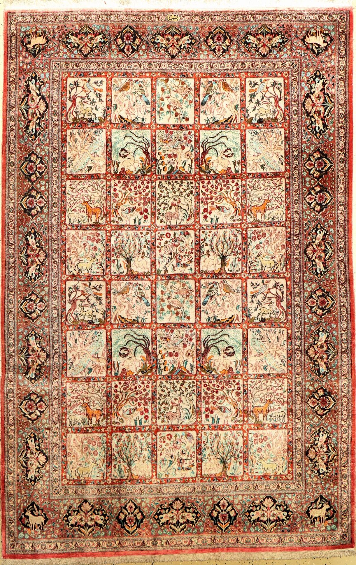 Ghom Seide, Persien, ca. 40 Jahre, reine Naturseide, ca. 200 x 131 cm, EHZ: 2-3Silk Qum Rug ,