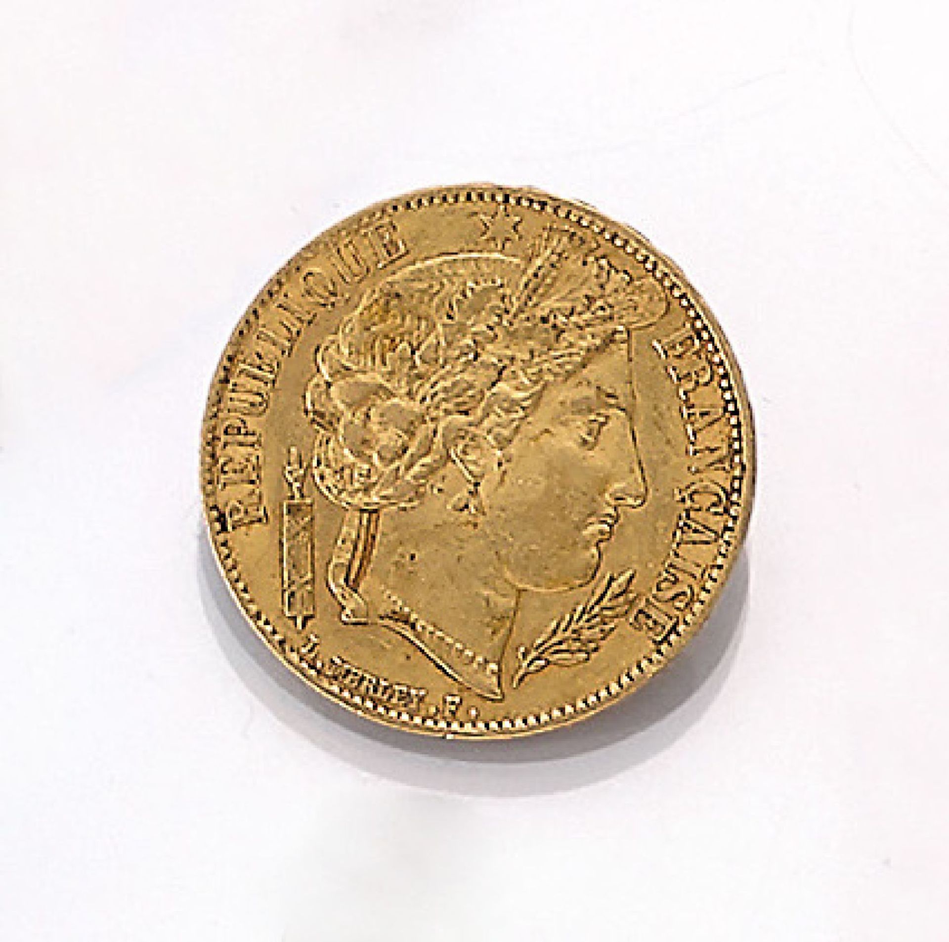 Goldmünze, 20 Francs, Frankreich, 1850, Liberté, Égalité, Fraternité, Cereskopf, Prägemarke AGold