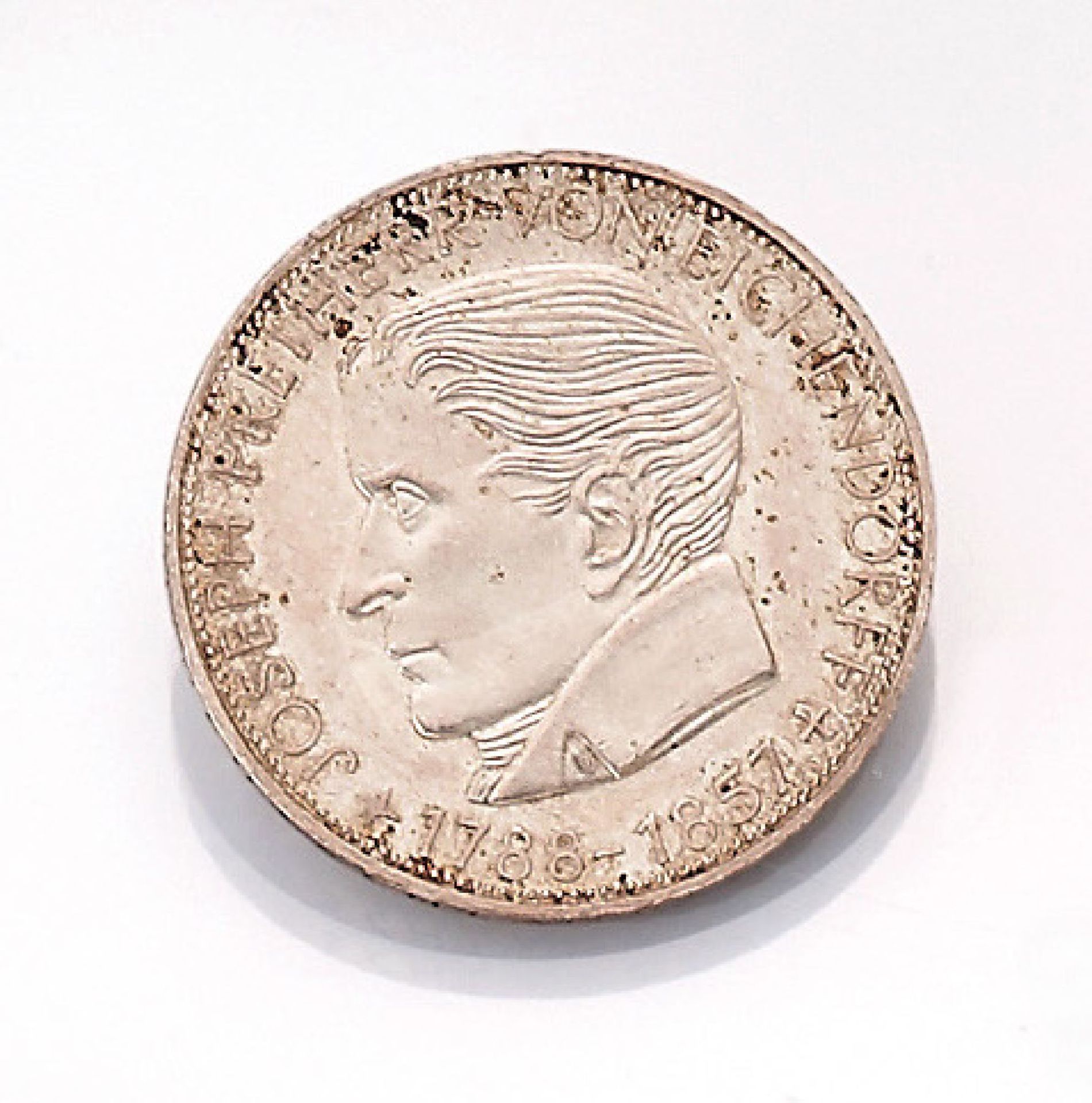 Silbermünze, 5 Mark, Deutschland, 1957, Joseph Freiherr von Eichendorff, Prägemarke JSilver coin,
