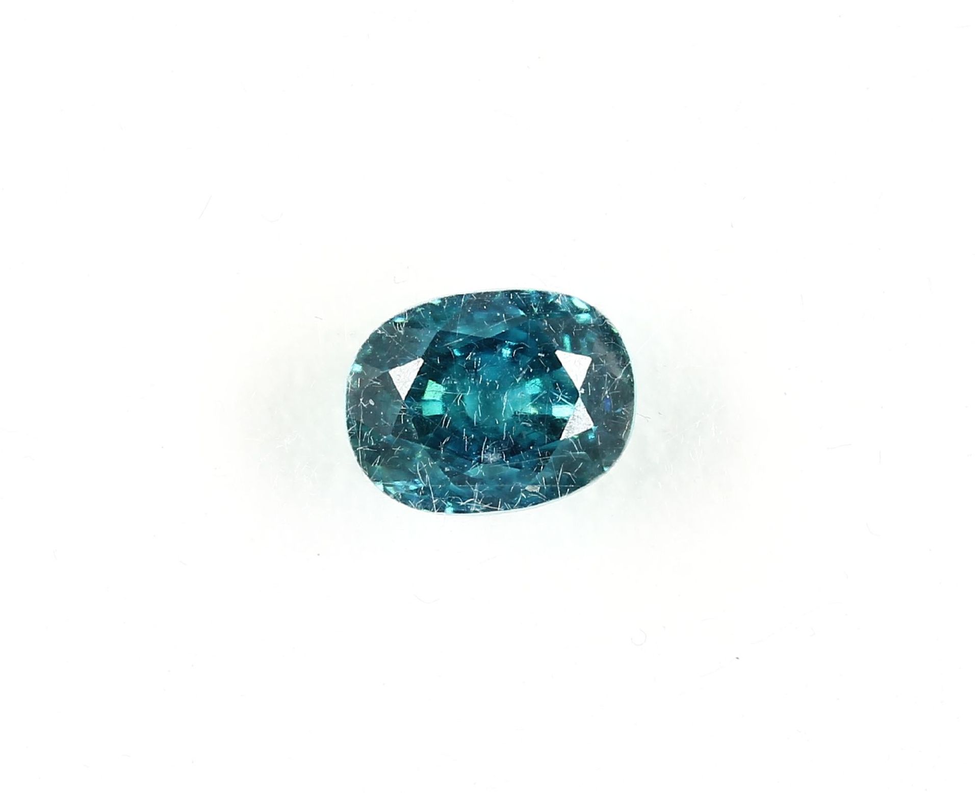 Loser blauer Zirkon, (beh.), ovalfacett., ca. 9.72 ctLoose blue zircon, (treated), oval bevelled,