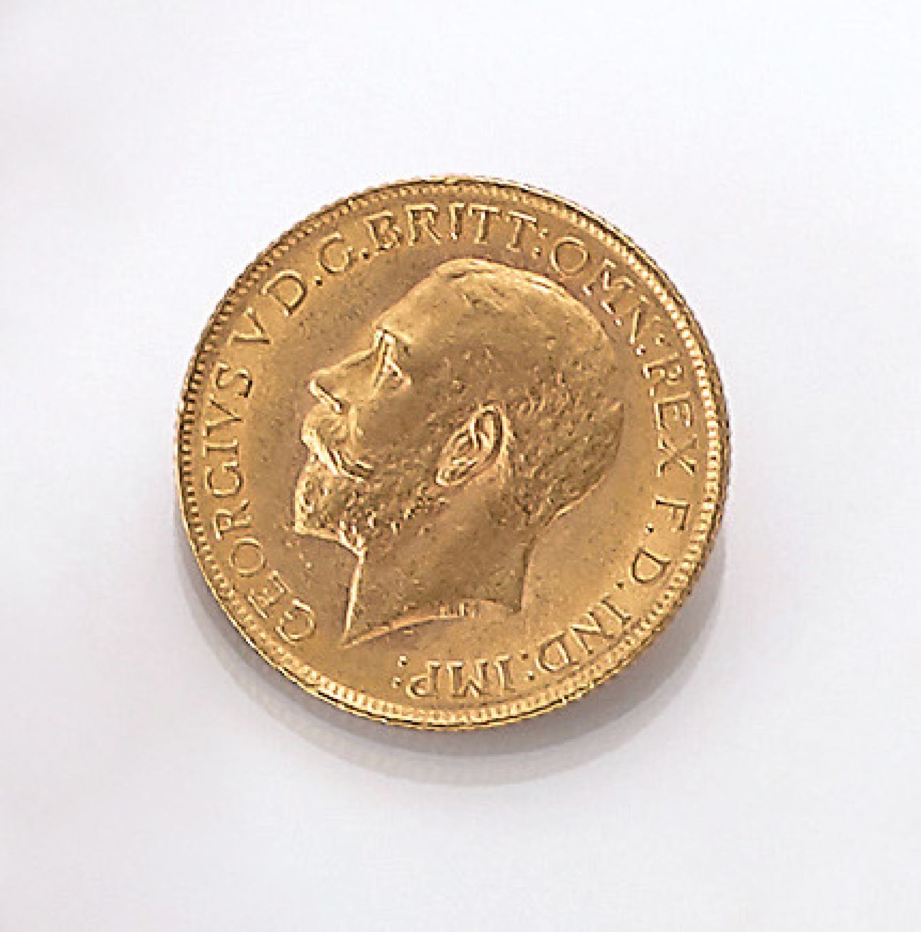 Goldmünze, Sovereign, Großbritannien, 1912, George V., RV: Heiliger Georg hoch zu Ross im Kampf