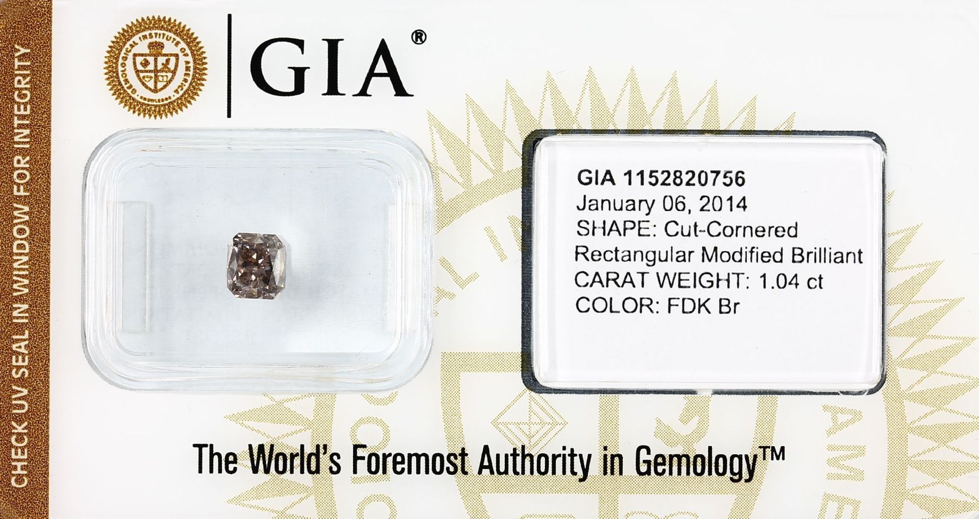 Loser Diamantradiant, 1.04 ct Natural fancy dark Brown, verschweißt, mit GIA-Expertise