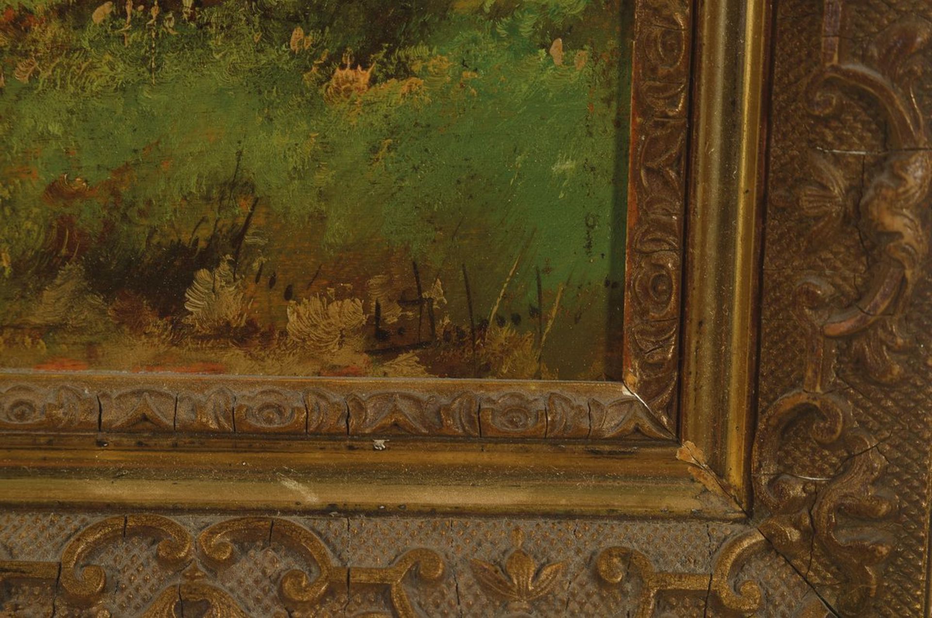 Unbekannter Künstler, Frankreich, Ende 19. Jh., 2 Arbeiten in Öl/Holz, sommerliche Landschaften, - Bild 2 aus 6