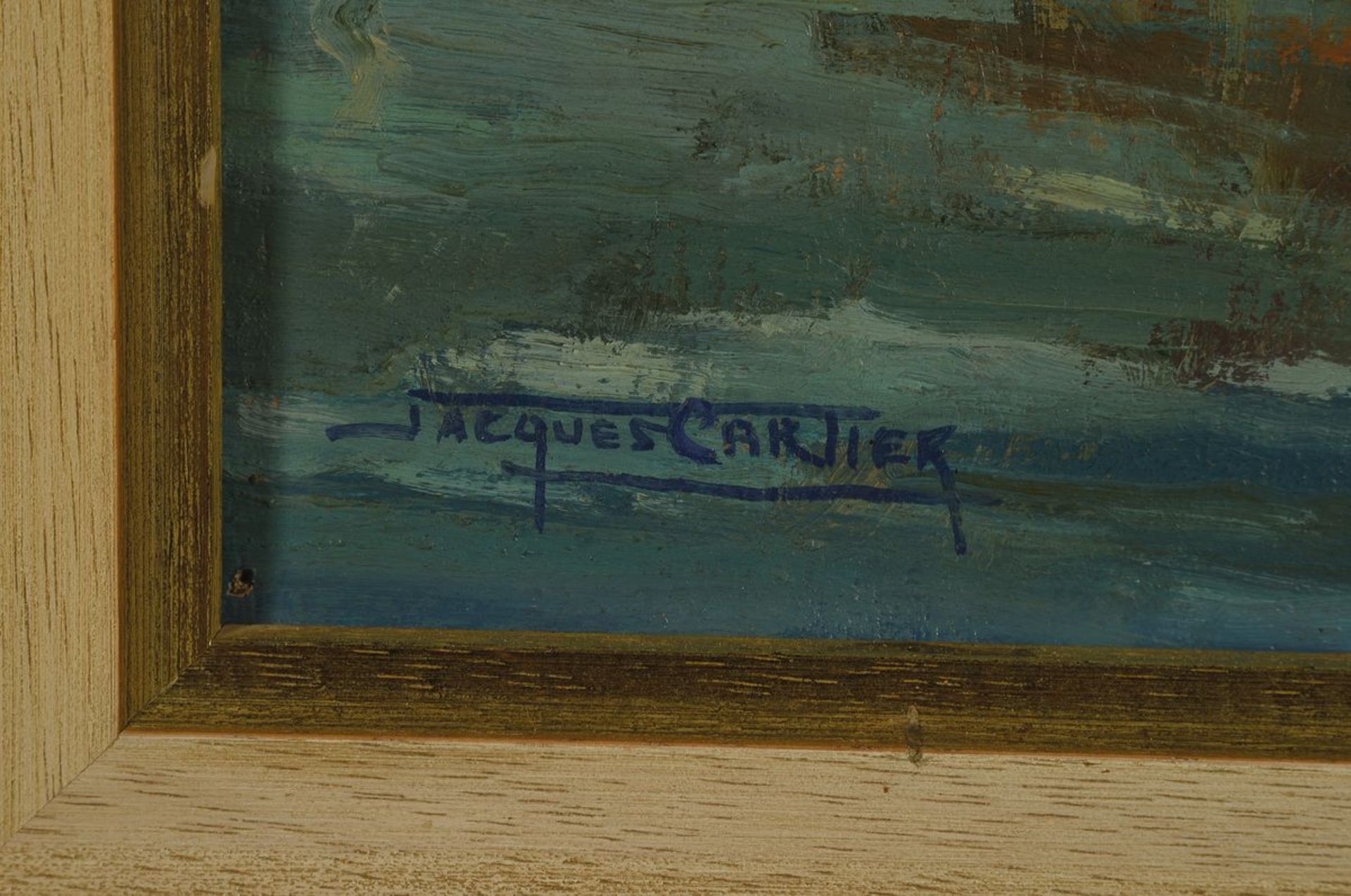 Jacques Cartier, 1907-2001, Stute und Fohlen am Fluss, Öl/Lwd, signiert, ca. 47 x 54 cm, - Bild 2 aus 3