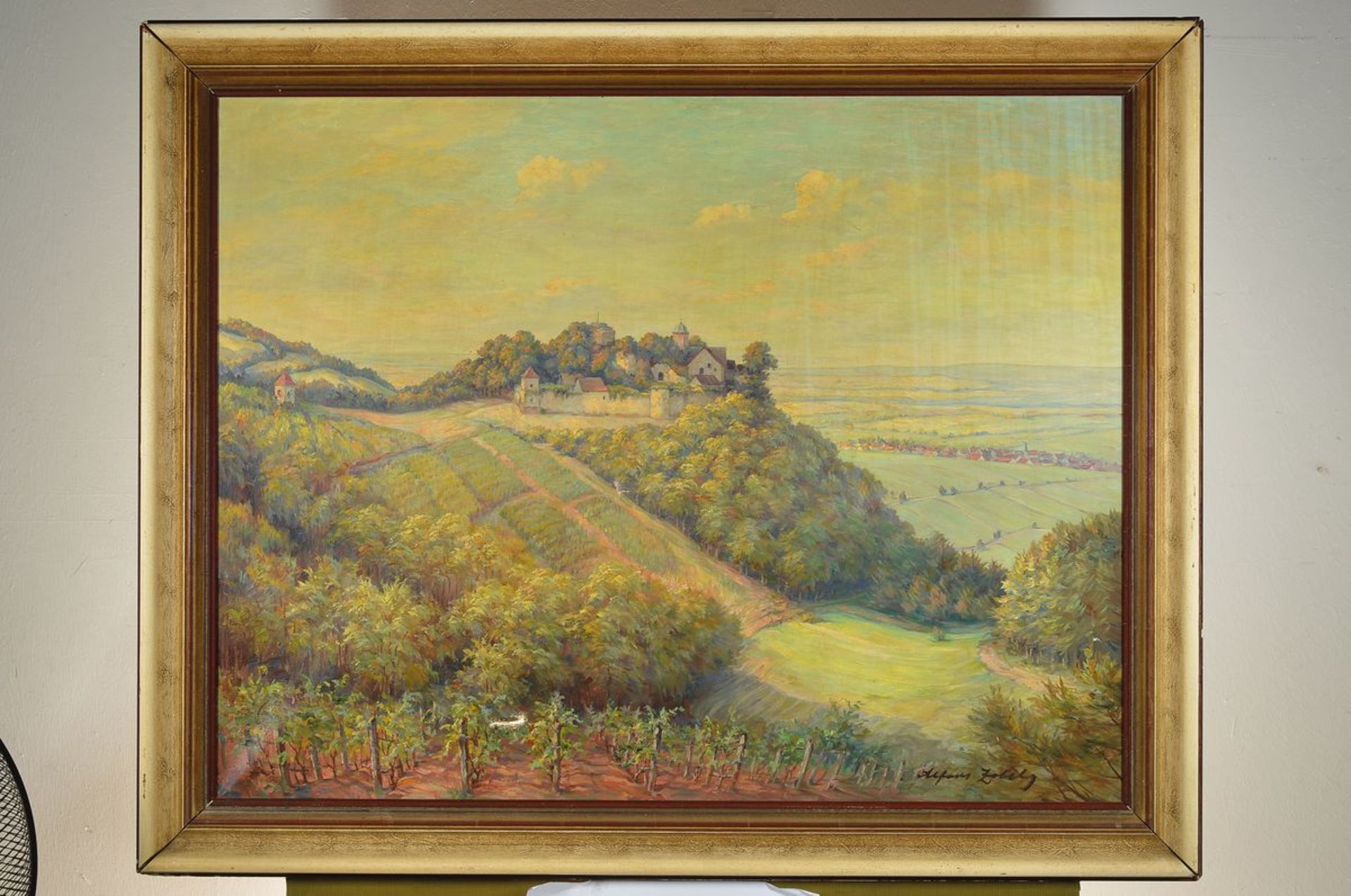 Alfons Zobel, 1889 Hagenbach-1970 Kaiserslautern, Blick auf die Kropsburg bei Maikammer, Öl/Lwd, - Bild 3 aus 3