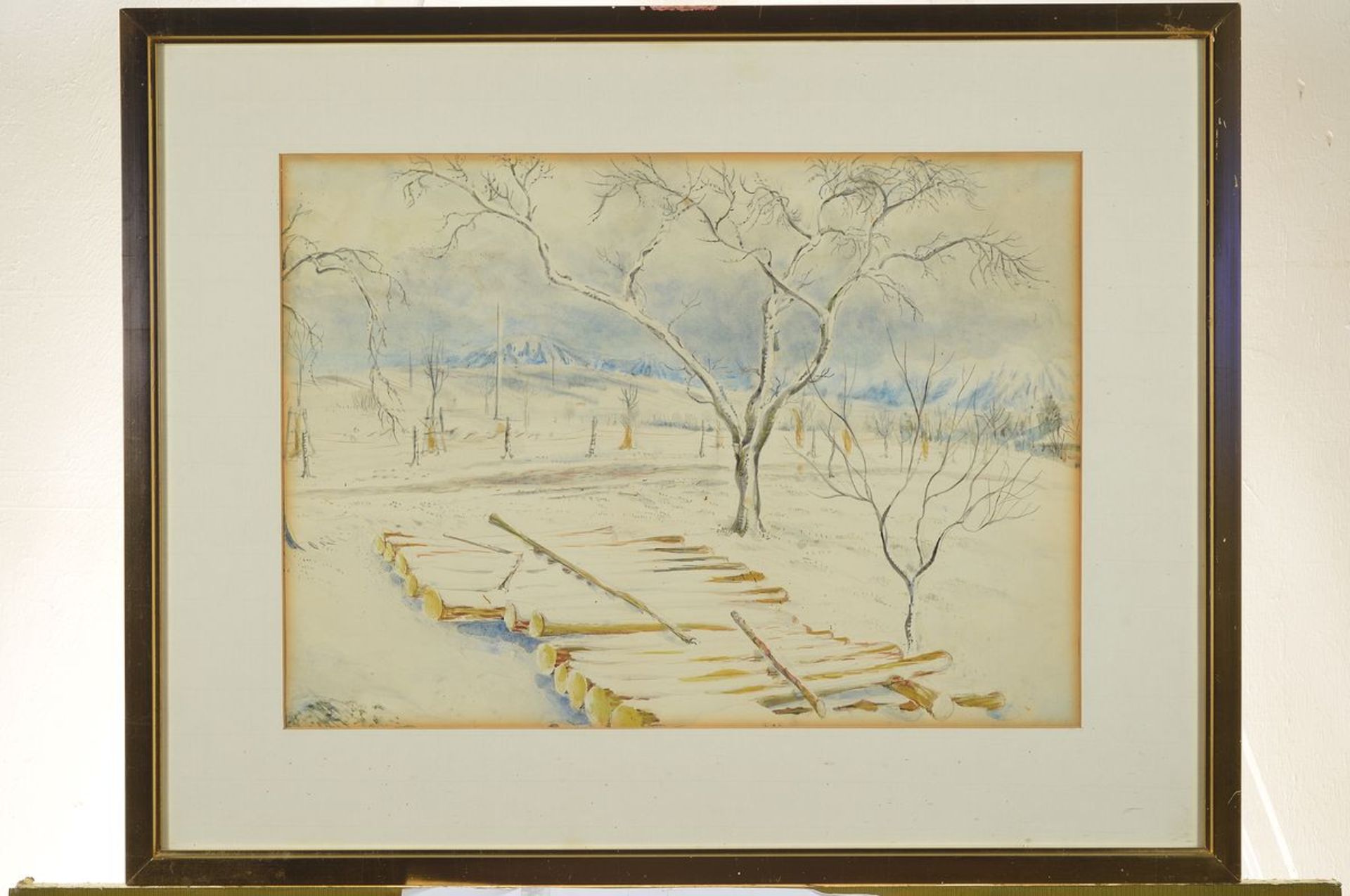 Eugen Croissant, 1898 Landau-1976 Breitbrunn, Verschneite Winterlandschaft, Aquarell auf Papier, - Bild 2 aus 2