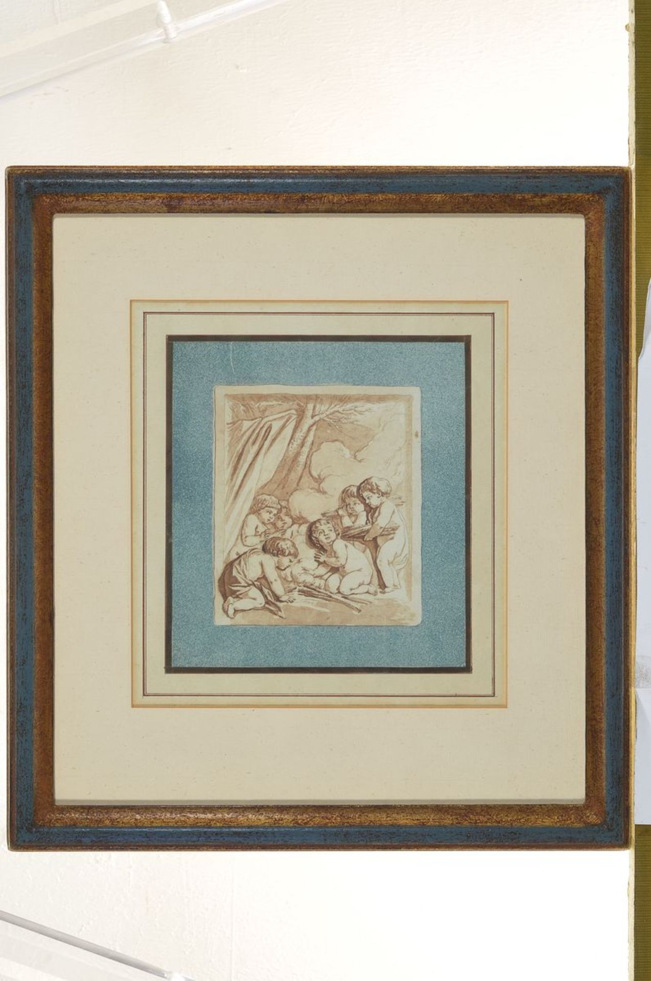 Unbekannter Künstler, um 1830-40, die vier Jahreszeiten mit kleinen Amoretten, lavierte - Bild 5 aus 5