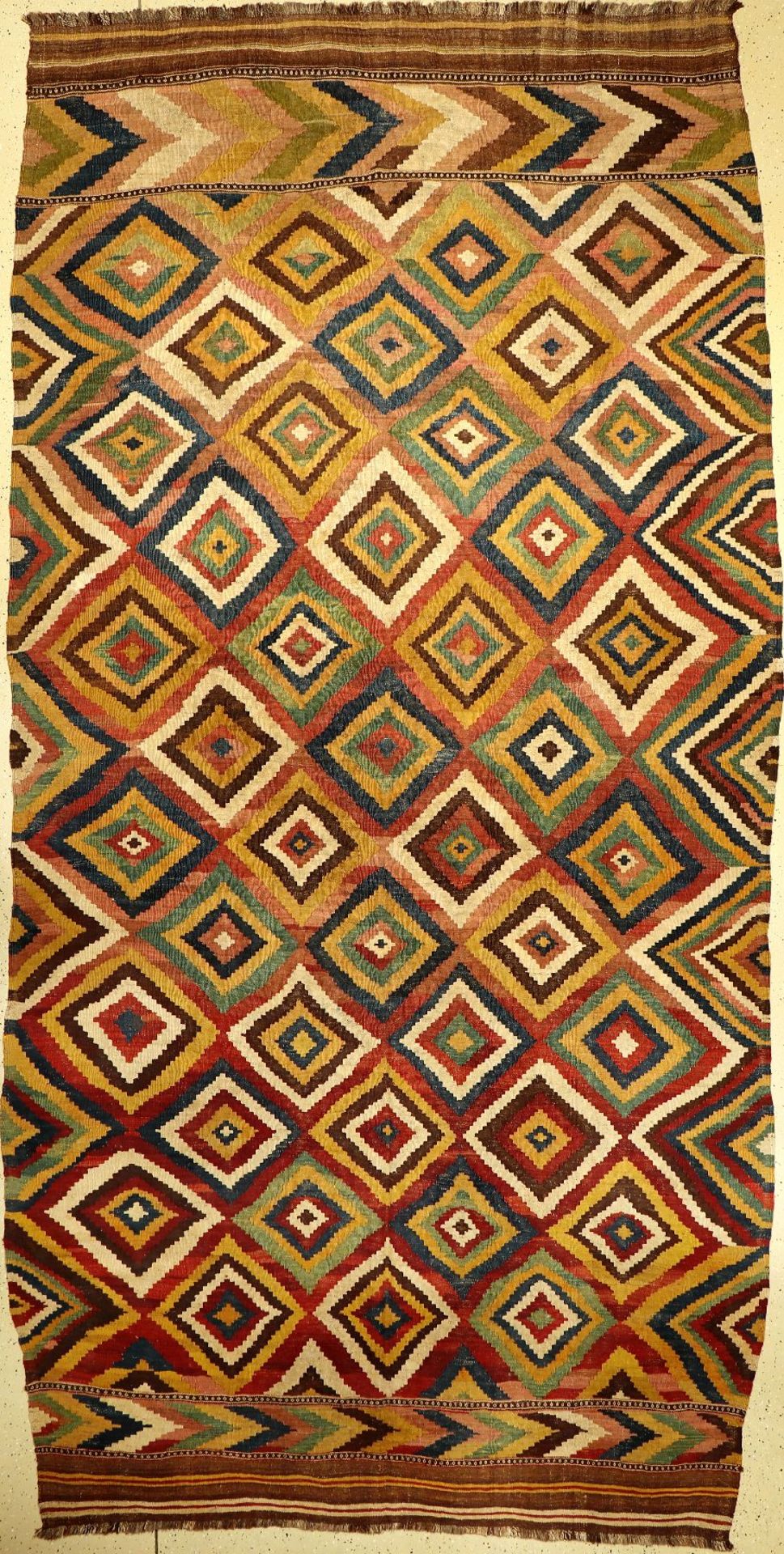 Bachtiari Kelim alt, Persien, um 1920, Wolle auf Wolle, ca. 430 x 215 cm, seltenes Format,