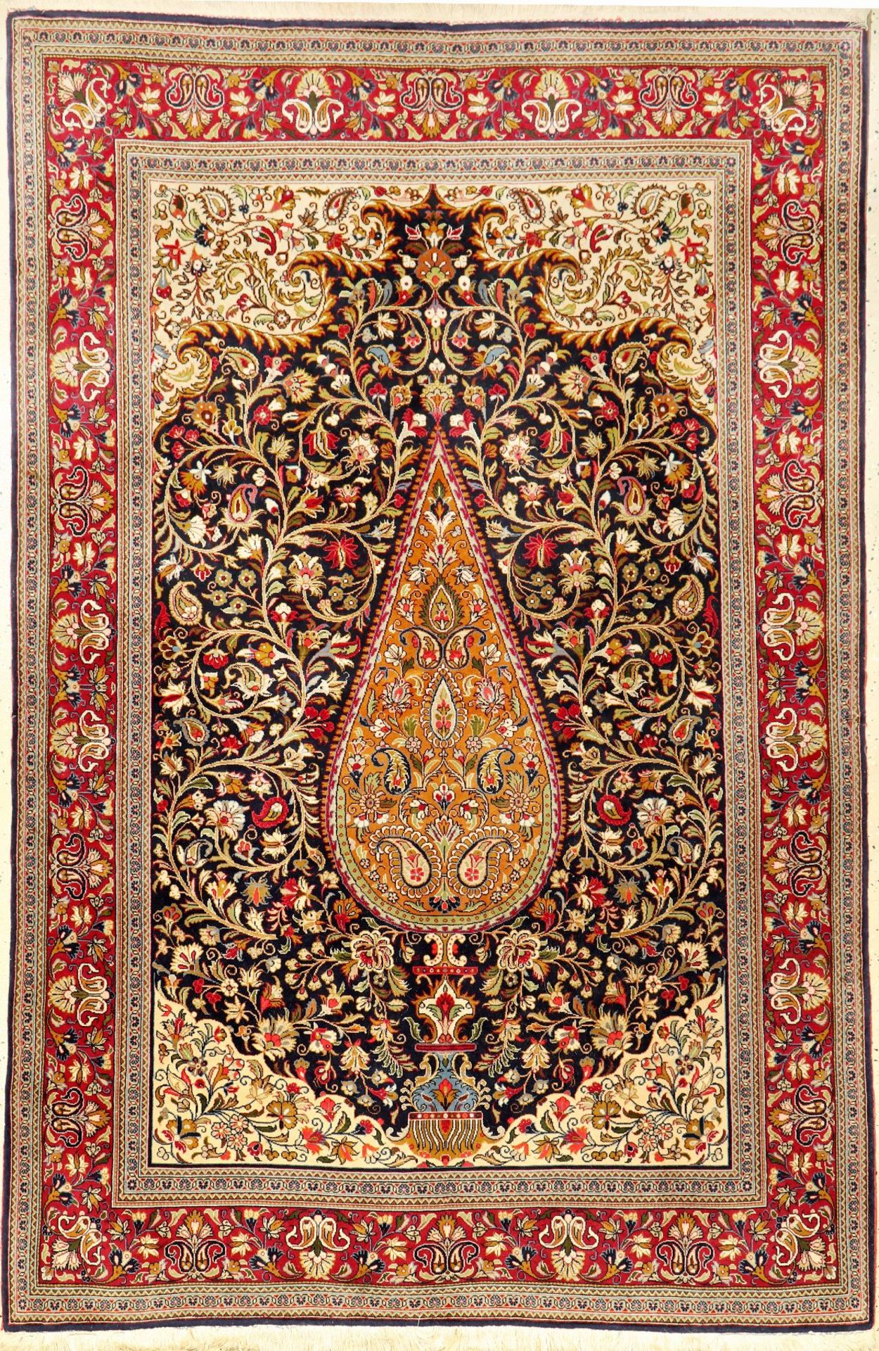 Feiner Ghom Kork (Part-Silk), Persien, ca. 30 Jahre, Korkwolle mit Seide, ca. 209 x 137 cm,