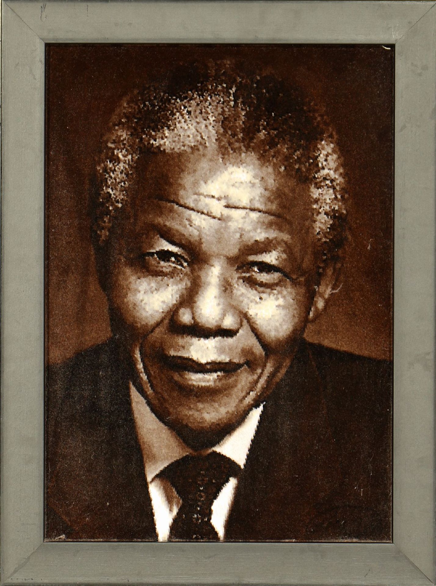 Feiner Täbriz "Bildteppich" (Nelson Mandela), Persien, ca. 10 Jahre alt, Korkwolle, ca. 56 x 42