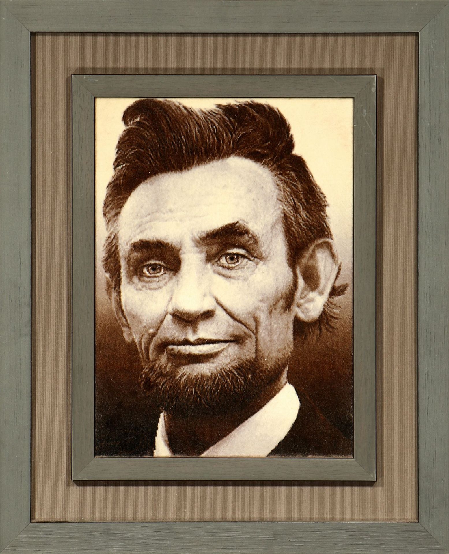 Feiner Täbriz "Bildteppich" (Abraham Lincoln), Persien, ca. 10 Jahre alt, Korkwolle, ca. 72 x 58 cm,