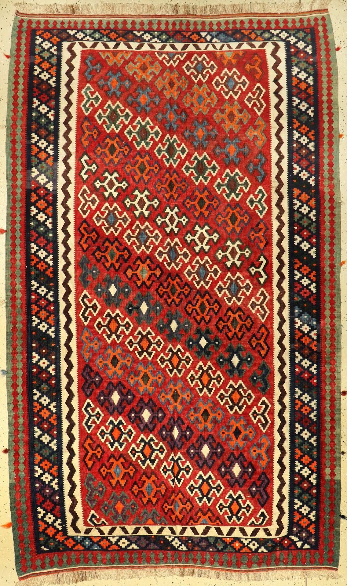 Gashgai Kelim alt, Persien, ca. 60 Jahre, Wolle auf Wolle, ca. 280 x 170 cm, EHZ: 2Fine Qashqai "