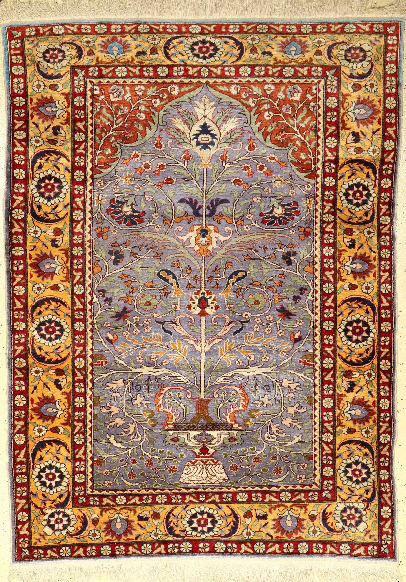 Kayseri Seide, Türkei, ca. 40 Jahre, reine Naturseide, ca. 153 x 113 cm, EHZ: 3Silk Kaisery Rug,