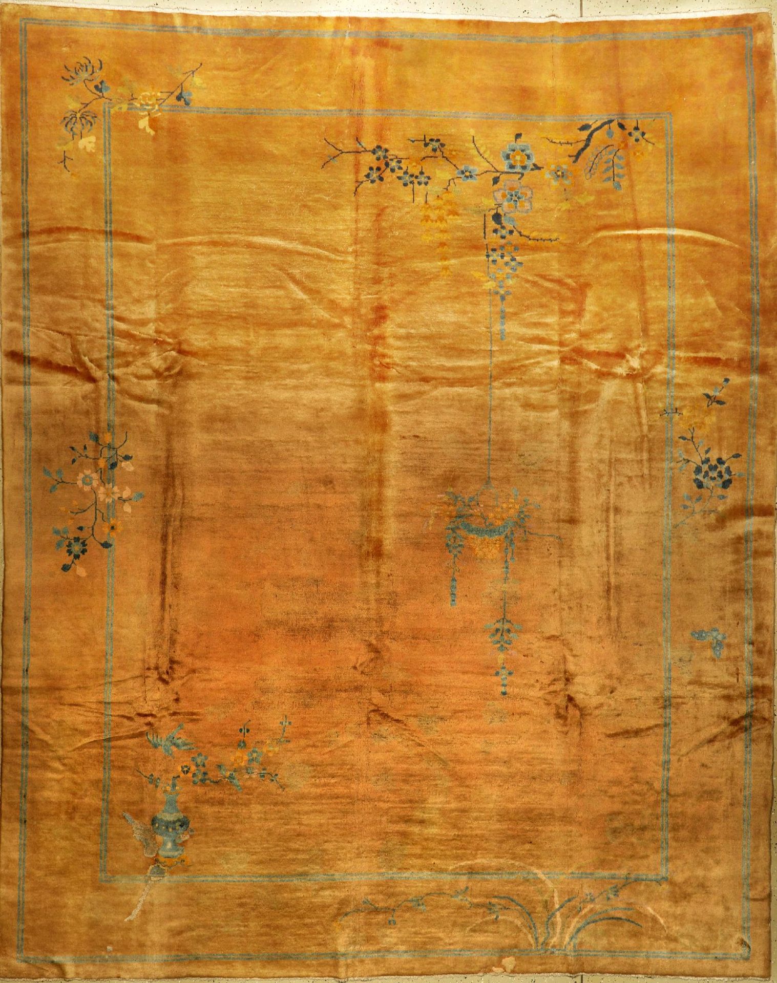 Feiner Peking antik, China, um 1900, Wolle auf Baumwolle, ca. 344 x 280 cm, Antique-Washed, EHZ: 3-