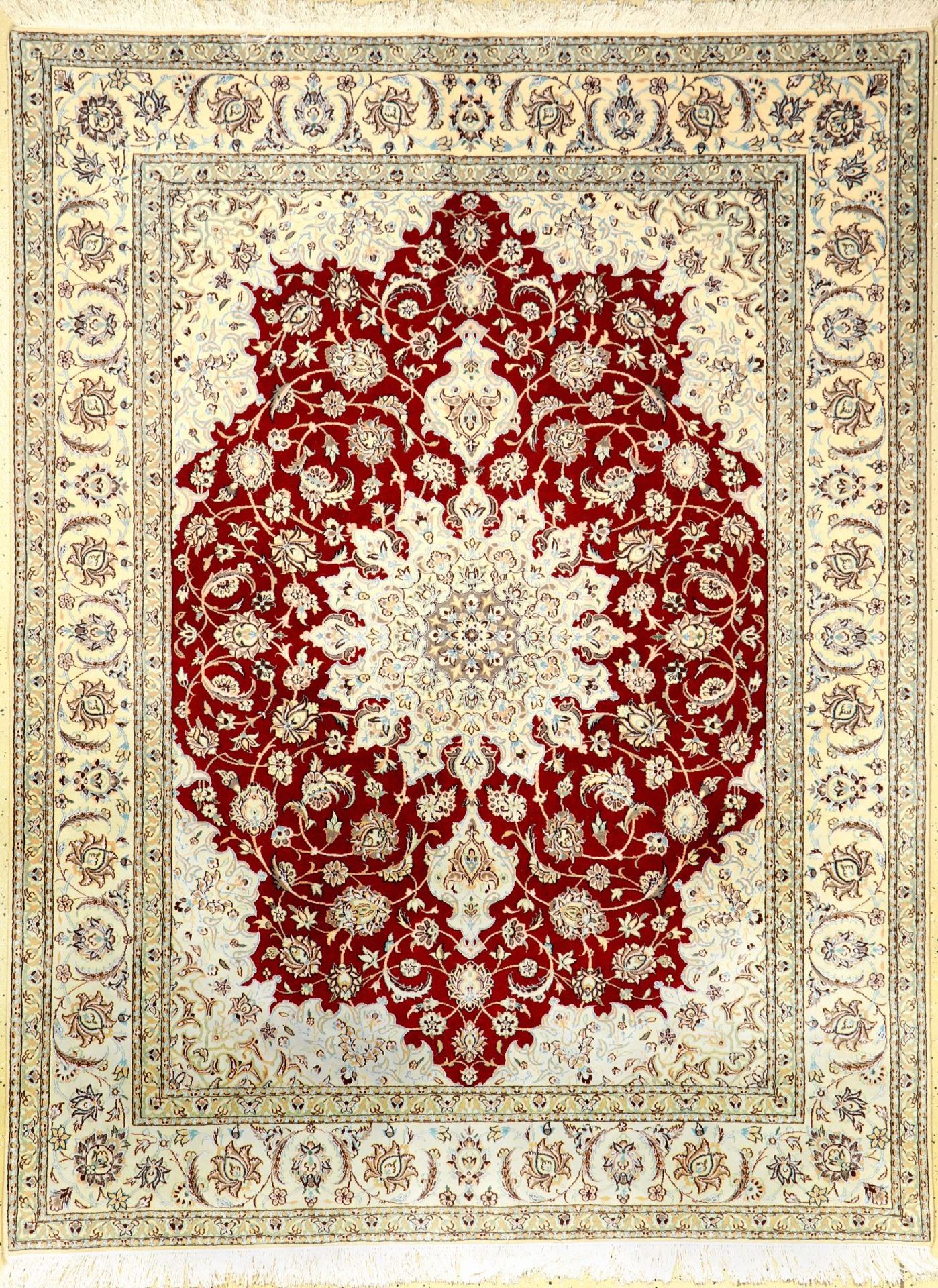 Feiner Nain (Part-Silk), "6LA", Persien, ca. 15 Jahre, Korkwolle mit Seide, ca. 200 x 106 cm, EHZ: