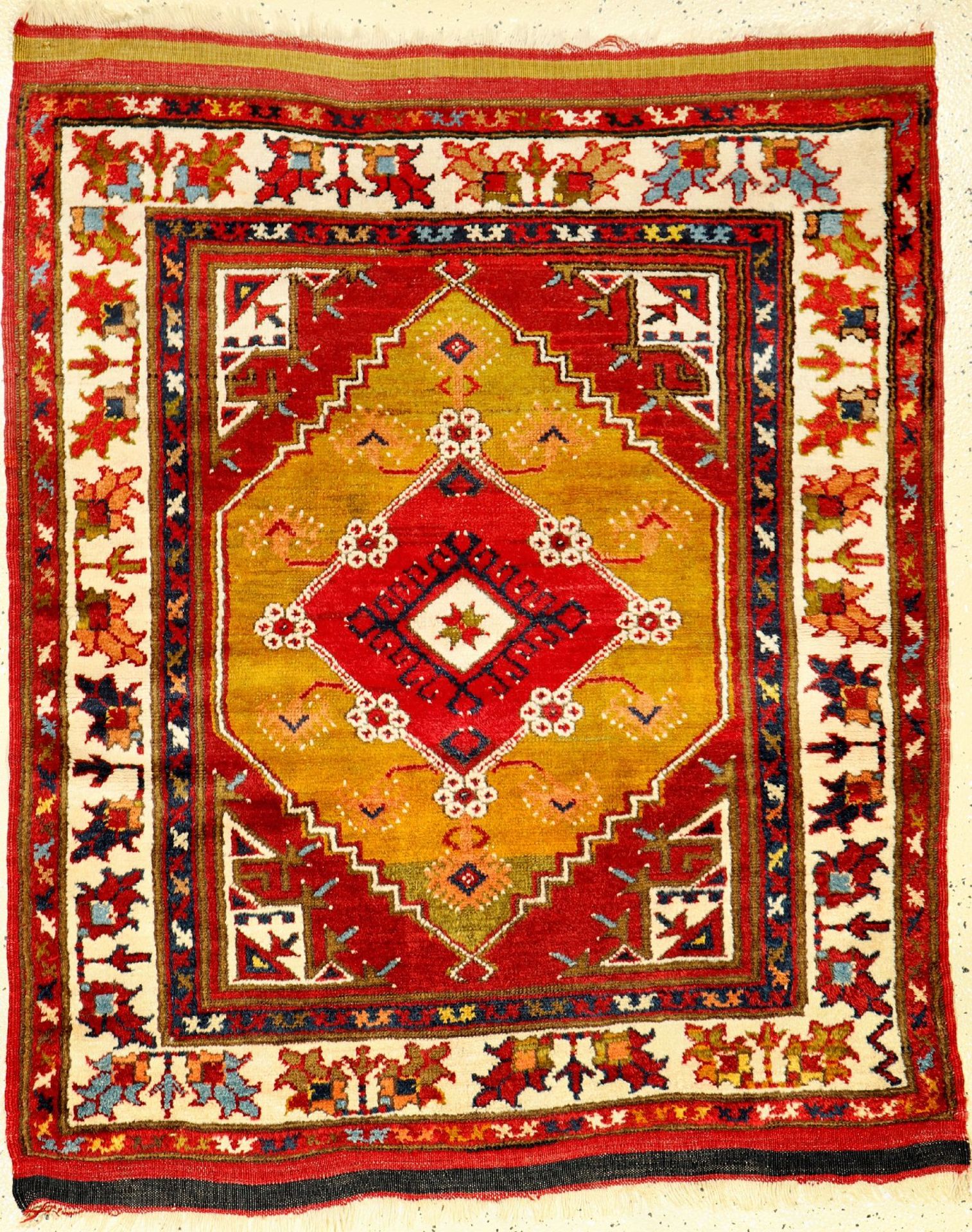 Anatolischer Teppich, Türkei ,um 1940, Wolle auf Wolle, ca.122 x 102 cm, EHZ: 2. Dazgiri Design,